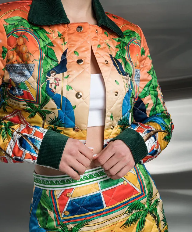Casablanca Quilted jacket in Trophy Orange print