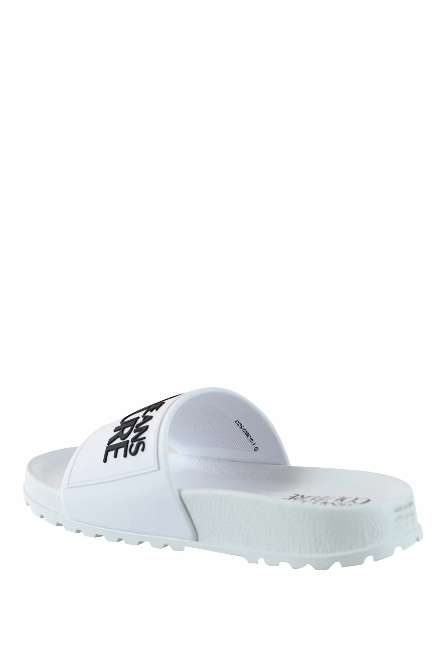 Chanclas blancas con logo y suela rugosa