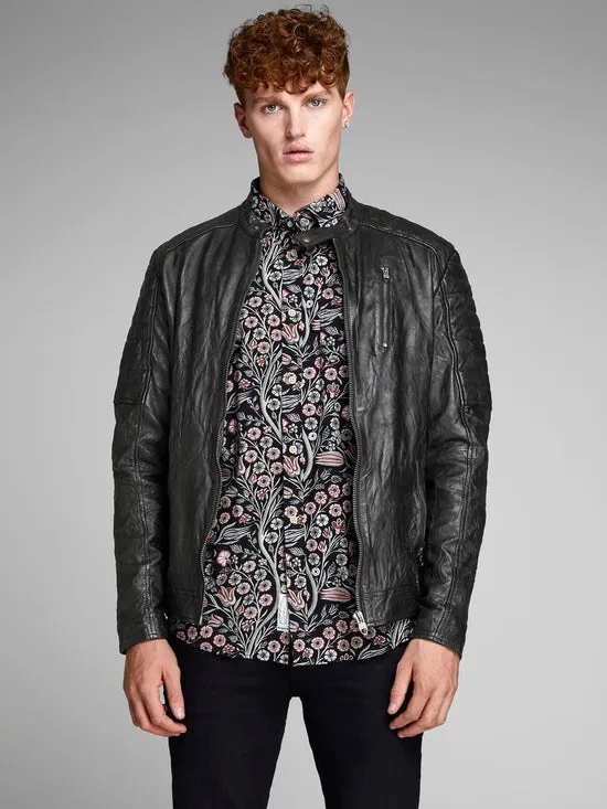 CHAQUETA DE PIEL NEGRA  JCORYAN