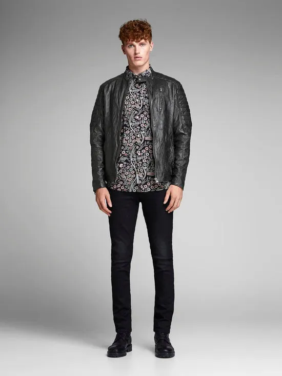 CHAQUETA DE PIEL NEGRA  JCORYAN