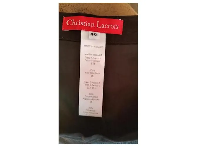 Christian Lacroix falda lacroix 100% camiseta de seda y encaje36/38fr Negro 
