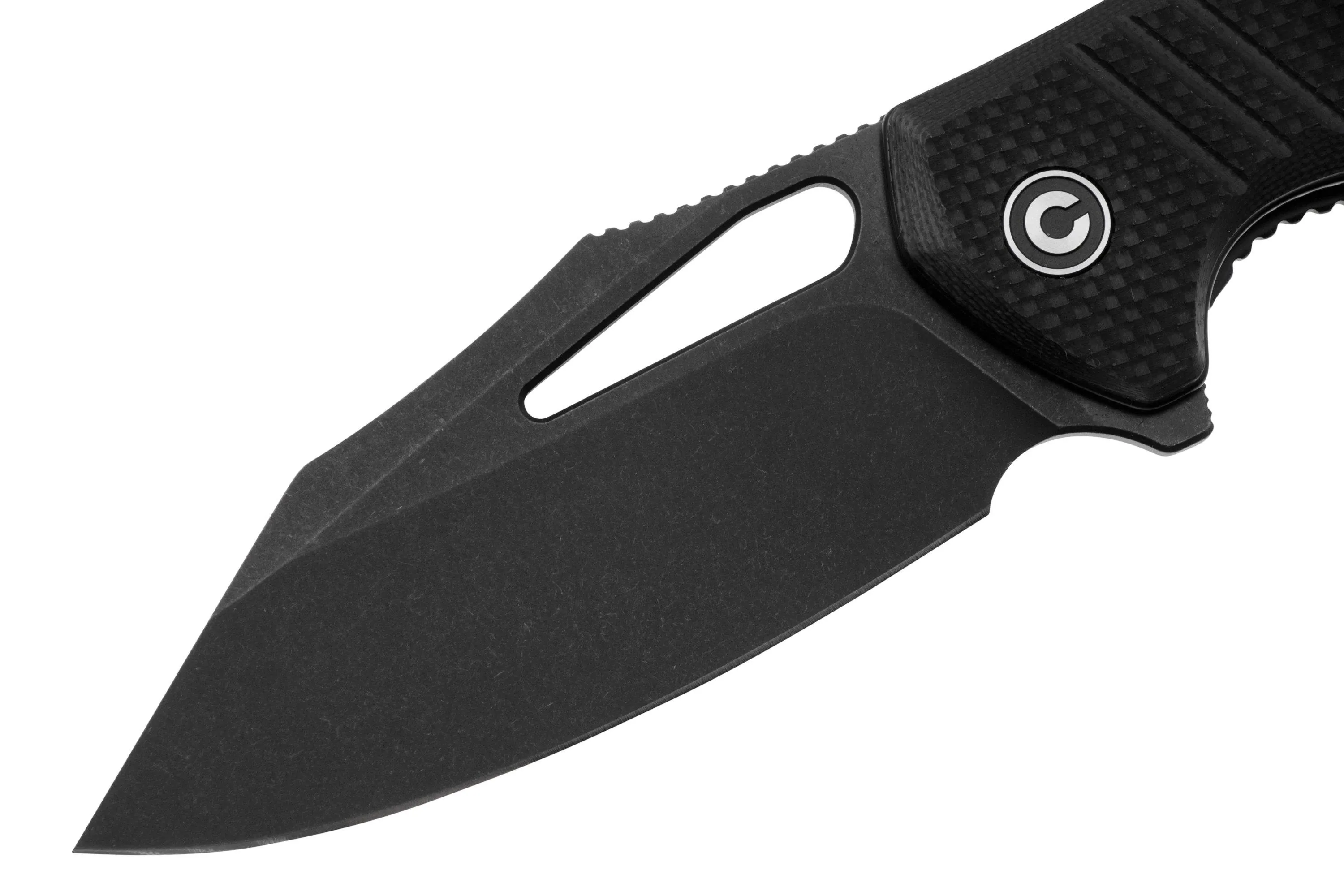 CIVIVI BULLTUSK C230171 BLACKWASHED SANDVIK 14C28N, BLACK COARSE G10, NAVAJA