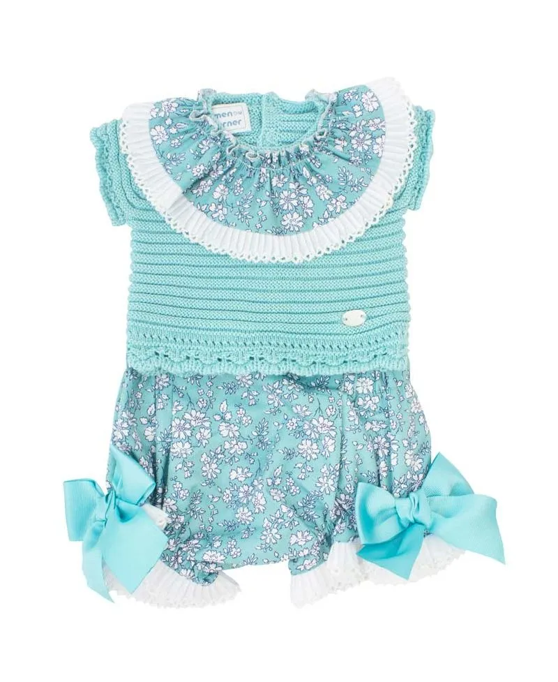 Conjunto Dos Piezas Carmen Taberner Bebé Flores Verde