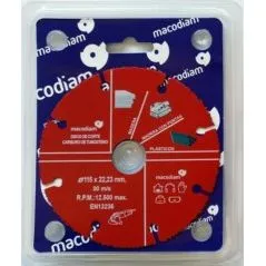 DISCO CORTE MULTIMAT Ø115X22,23MM CARBURO MACODIAM 1 UD MACKSUPER115