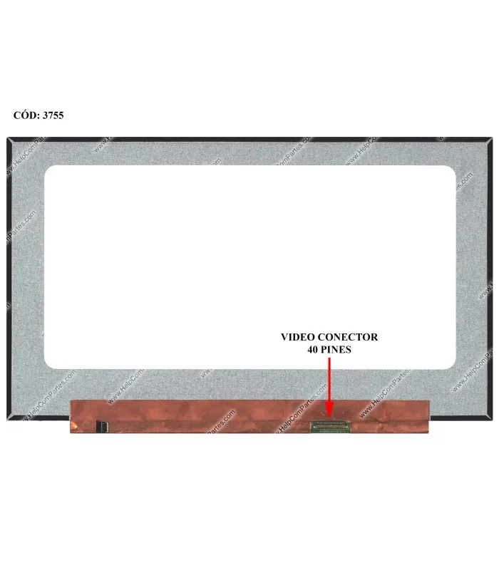 DISPLAY 17.3" 40PIN WLED SLIM FHD (1920X1080) NARROW MATTE 144HZ IPS NTS EDP VCD PCBA FLAT NO BRACKETS