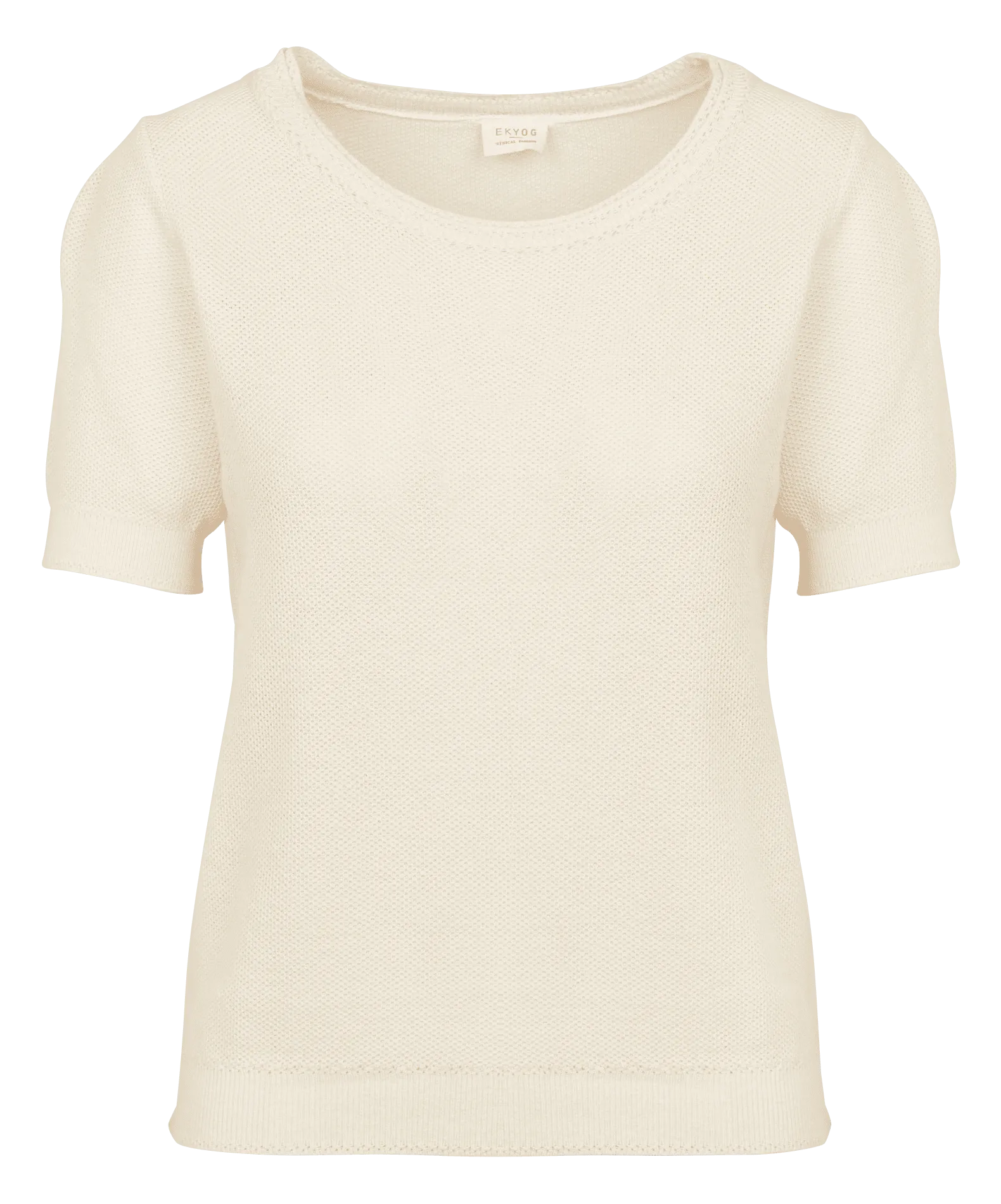 EKYOG DAVO  JERSEY RECTO DE MEZCLA DE ALGODóN ORGáNICO CON CUELLO REDONDO EN BLANCO