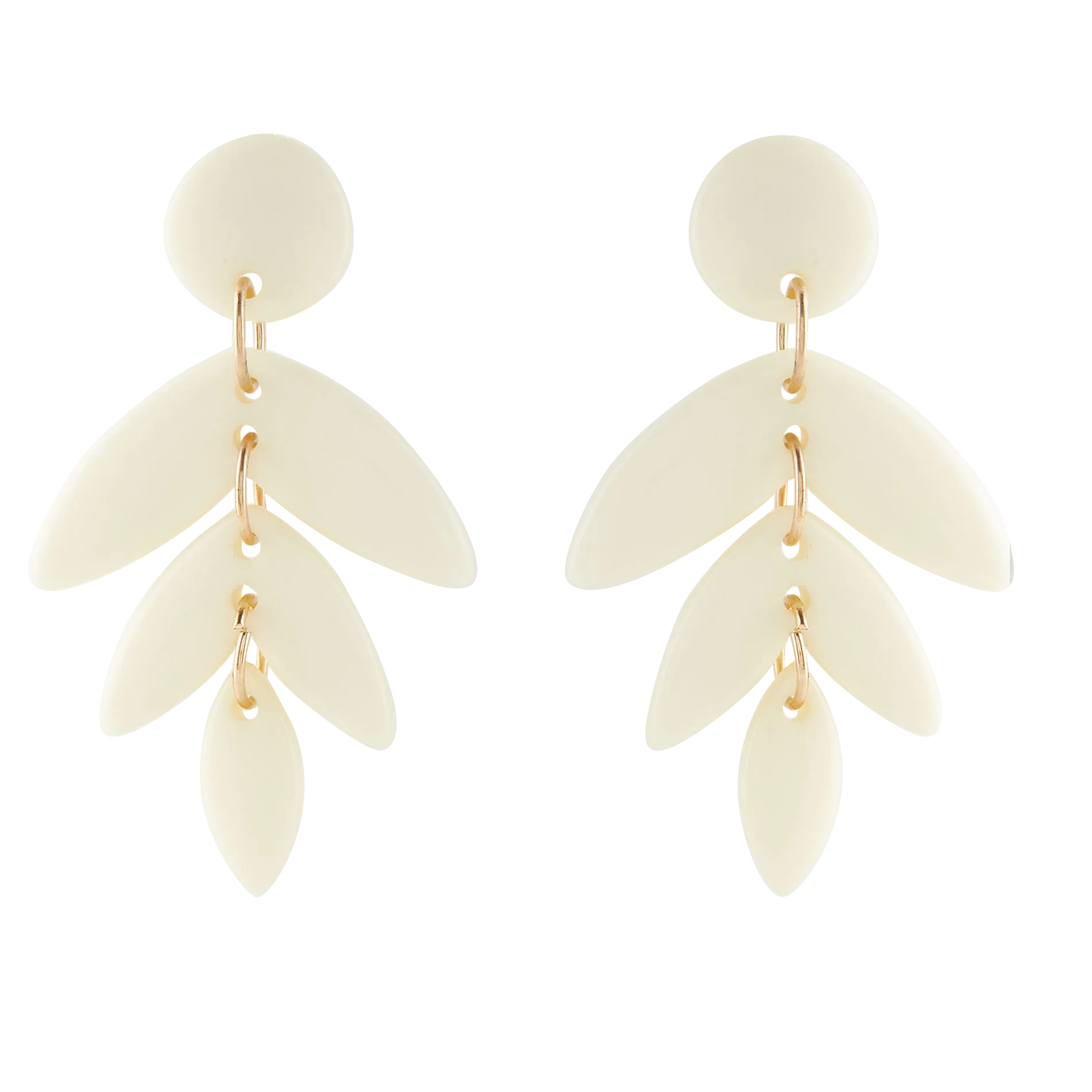 FEEKA FANETTE  PENDIENTES LARGOS CON FORMA DE HOJA EN BLANCO