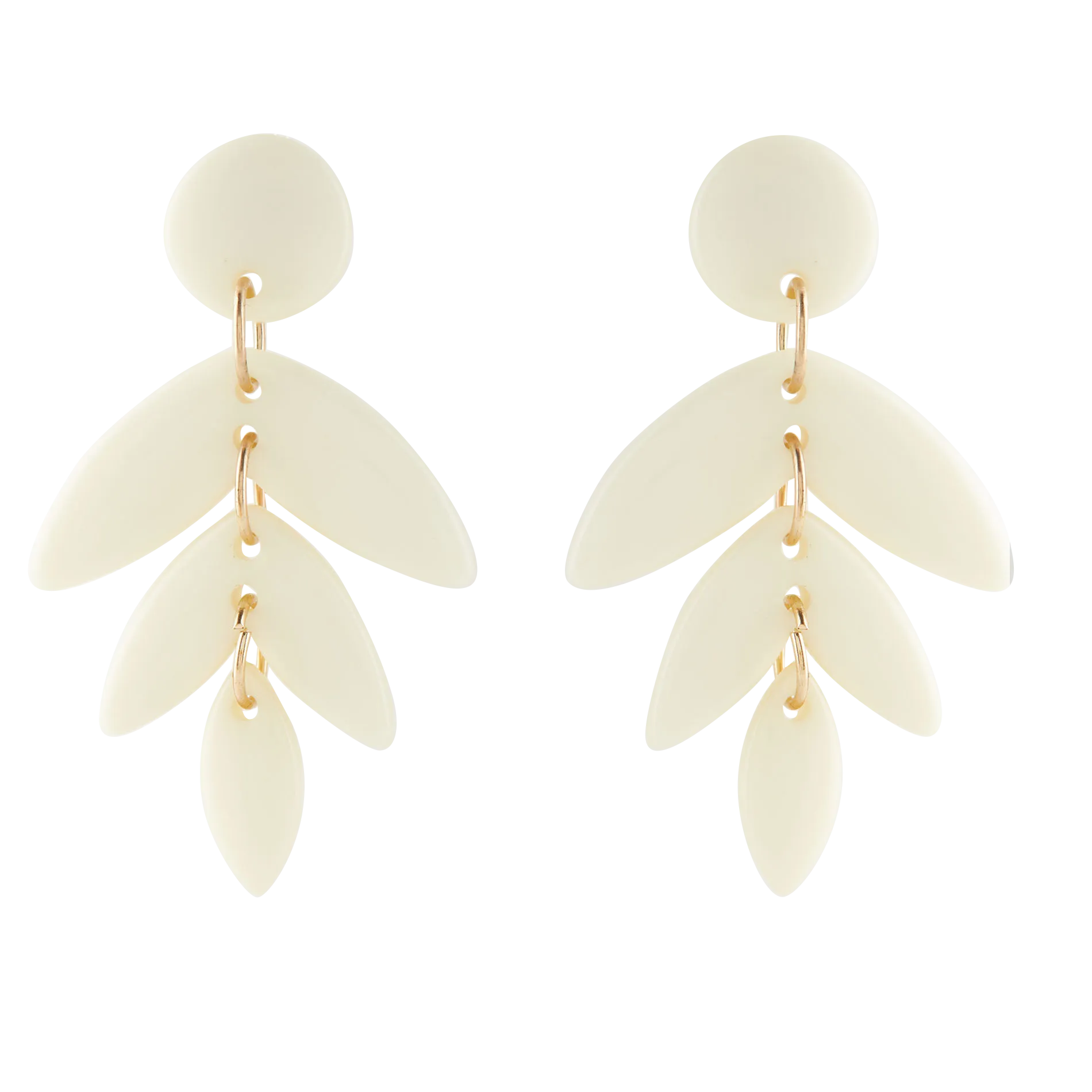 FEEKA FANETTE  PENDIENTES LARGOS CON FORMA DE HOJA EN BLANCO