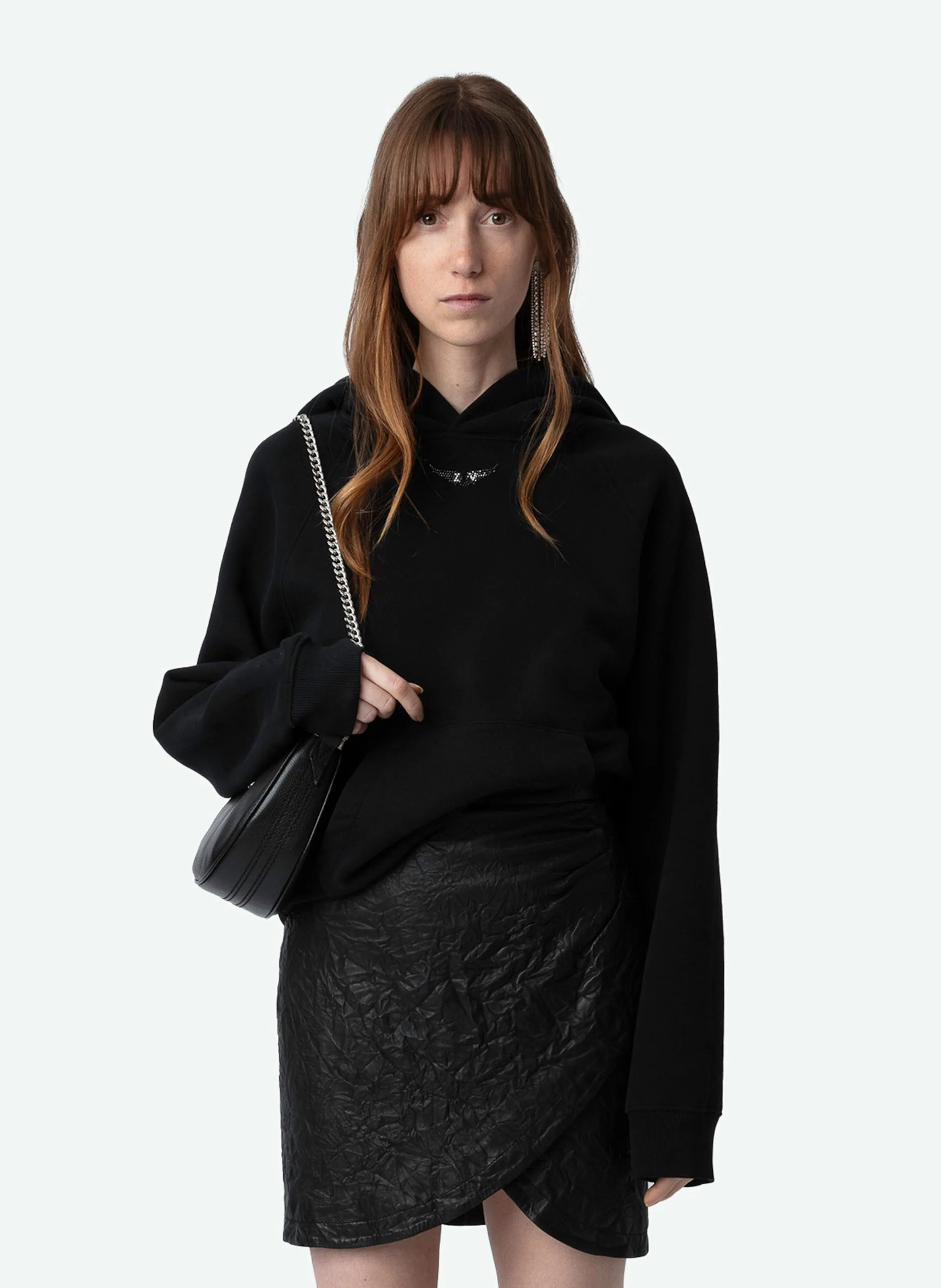 GEORGY  SWEATSHIRT AMPLE EN COTO BIO MéLANGé EN NEGRO