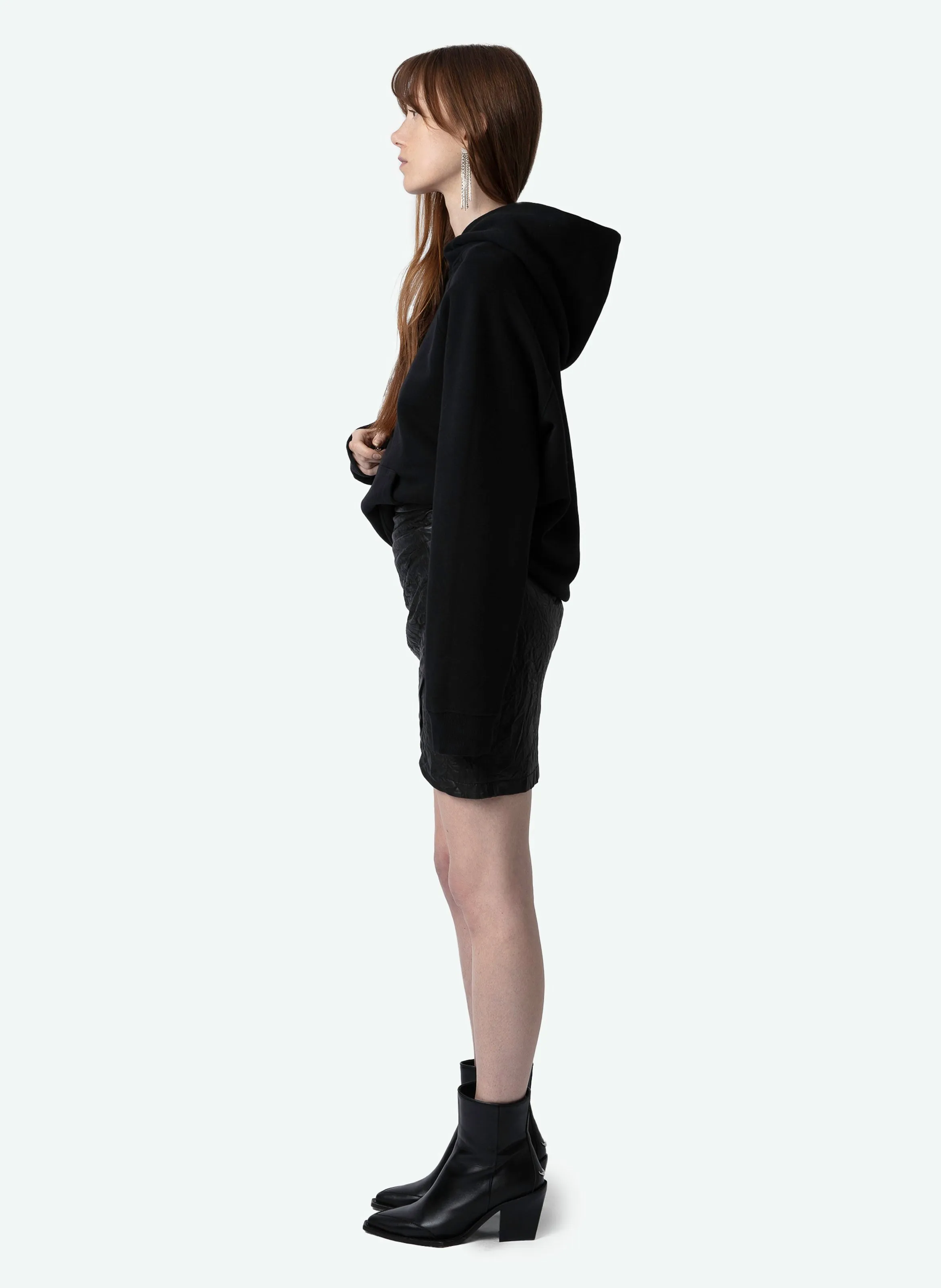 GEORGY  SWEATSHIRT AMPLE EN COTO BIO MéLANGé EN NEGRO