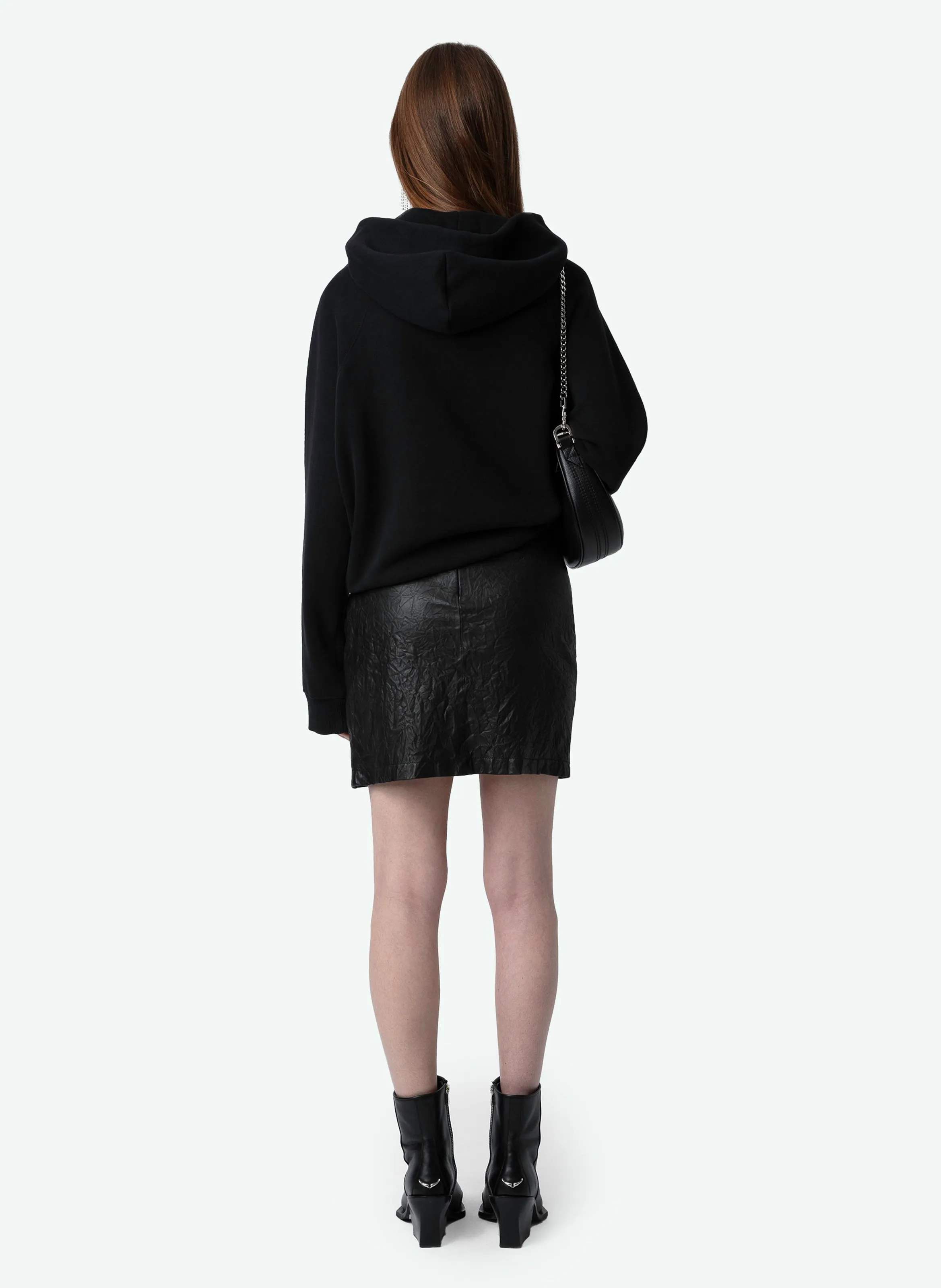 GEORGY  SWEATSHIRT AMPLE EN COTO BIO MéLANGé EN NEGRO