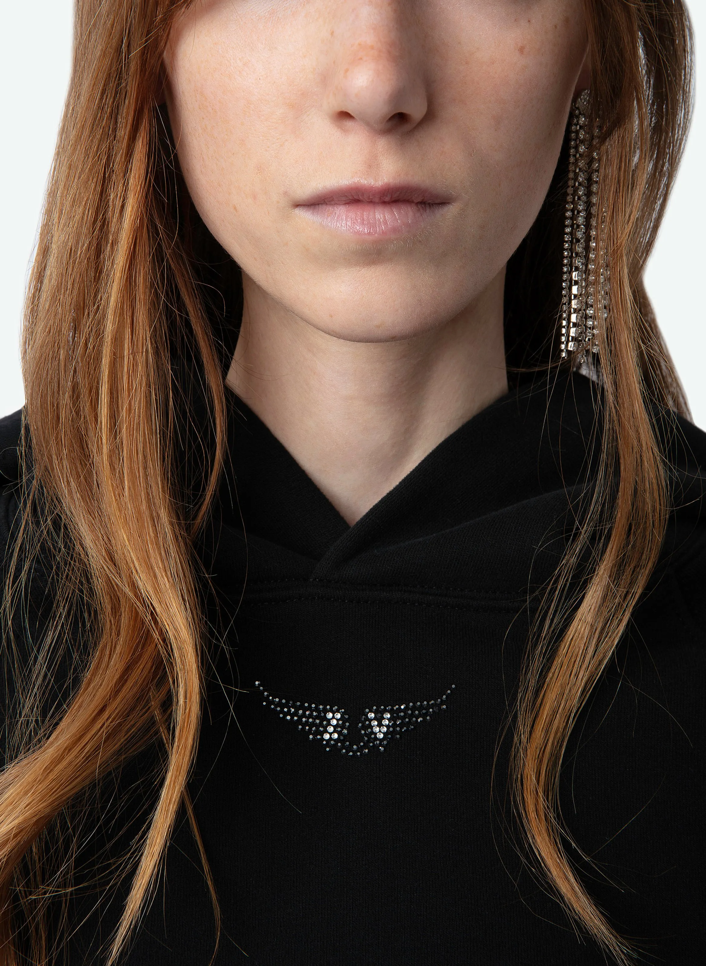 GEORGY  SWEATSHIRT AMPLE EN COTO BIO MéLANGé EN NEGRO