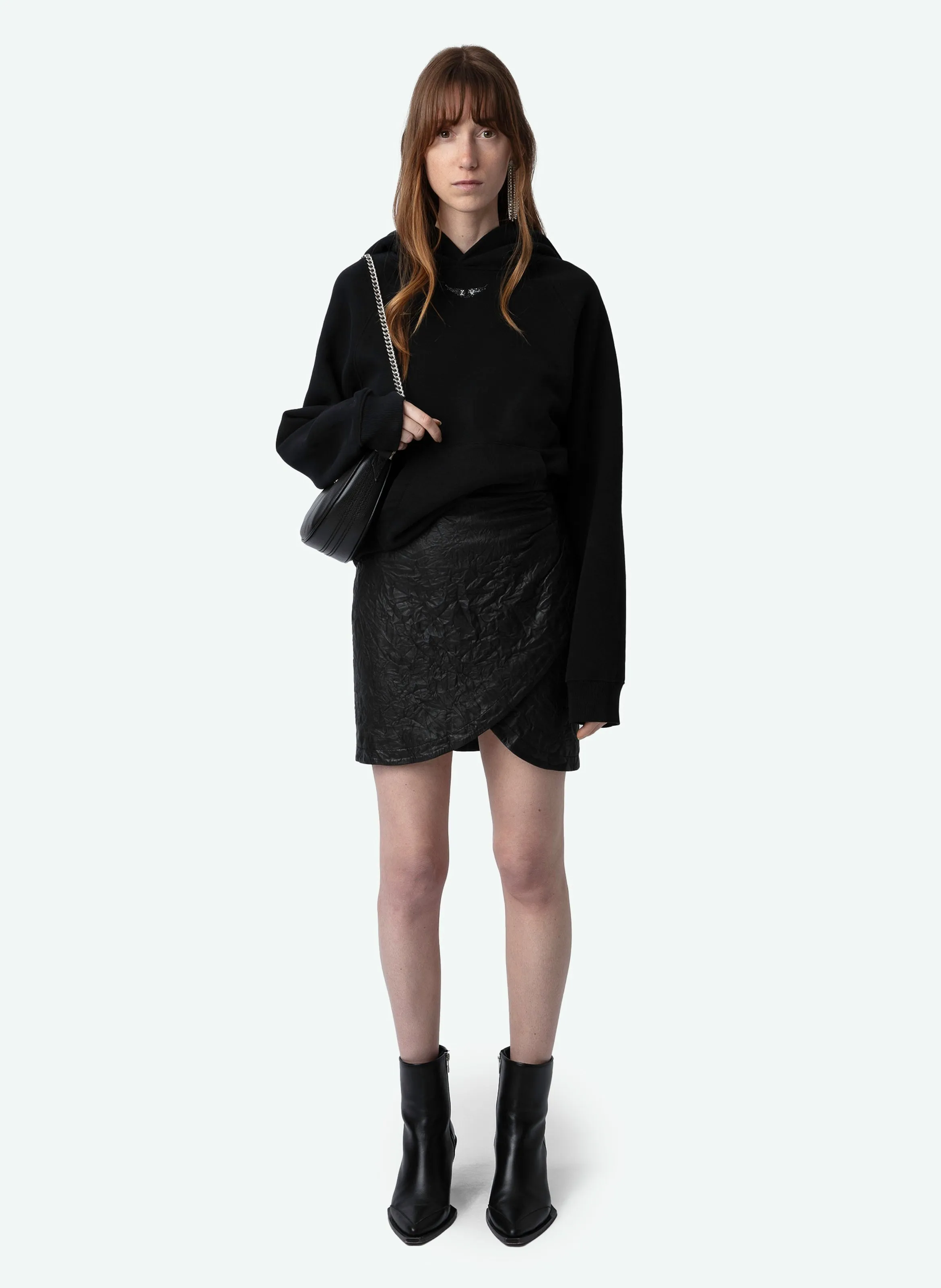 GEORGY  SWEATSHIRT AMPLE EN COTO BIO MéLANGé EN NEGRO