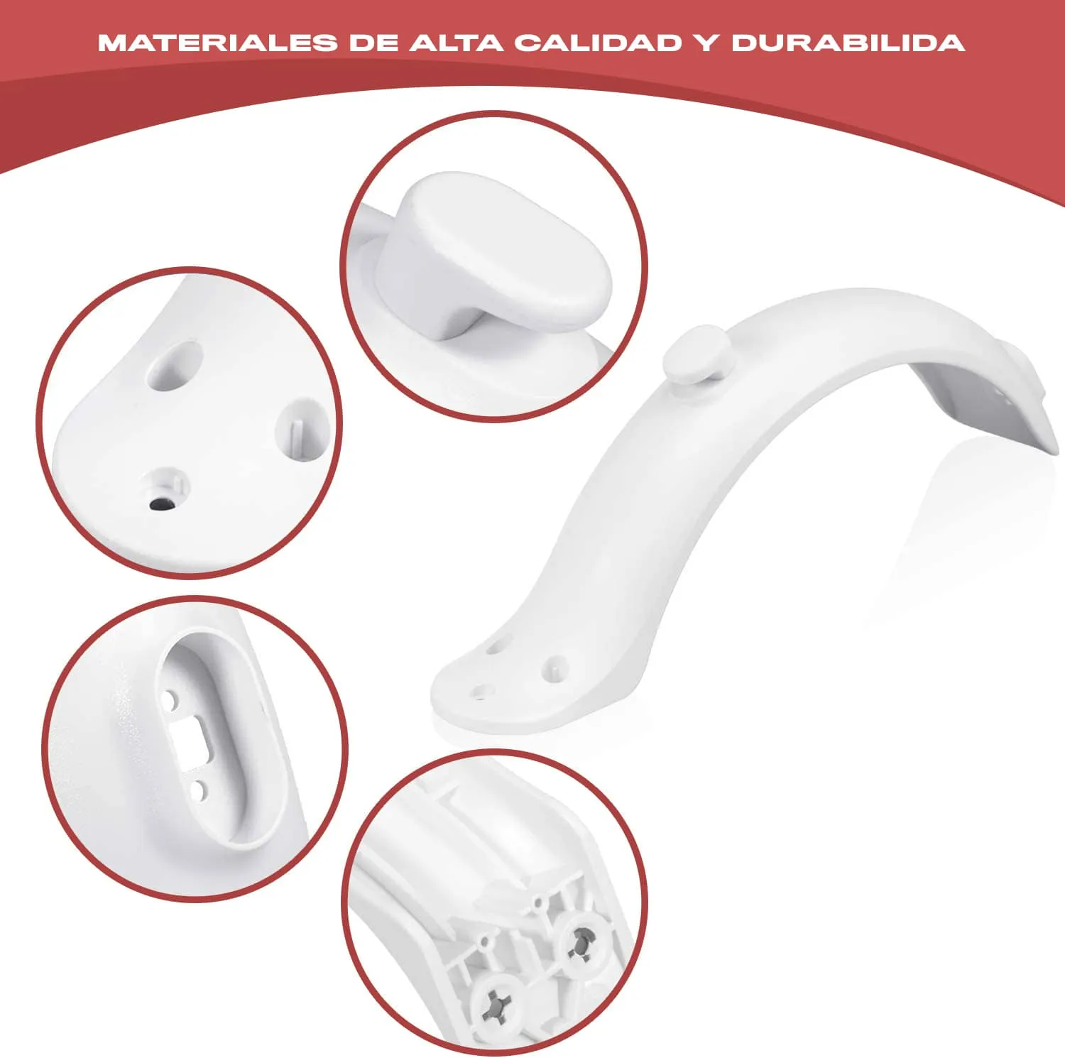 Guardabarros Trasero Compatible Con Xiaomi Con Soporte  Blanco