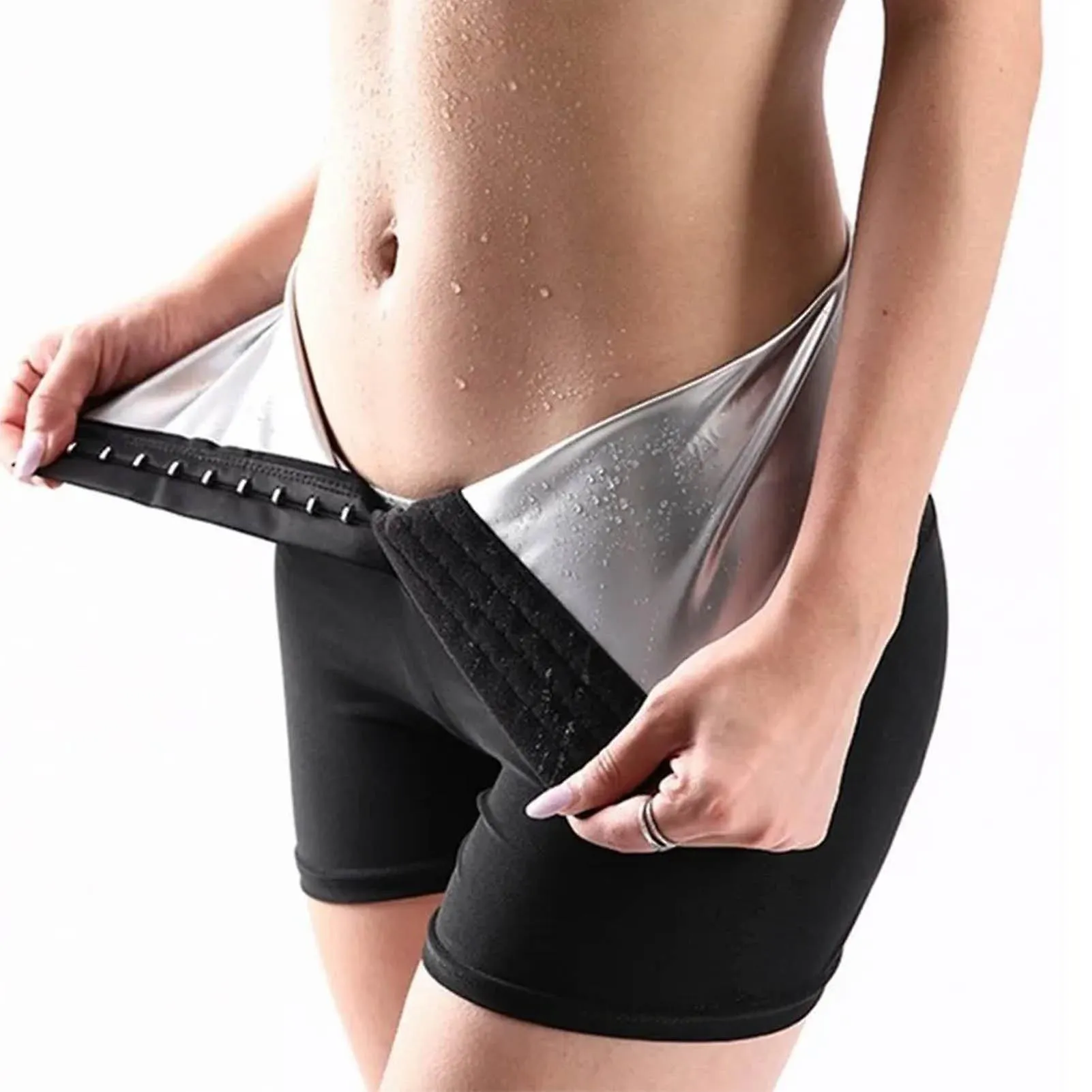 HIGH WAISTED SAUNA YOGA SHORTS COMPATIBLE WITH WOMEN  THERMAL CIRCULATION AND FAST SWEATING FITNESS RUNNING SHORTS