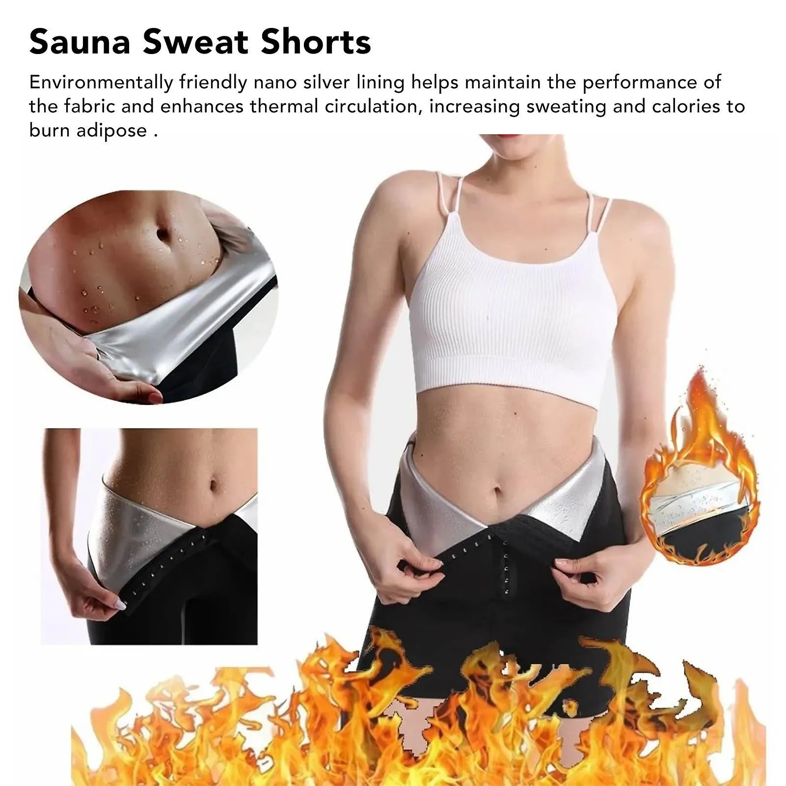 HIGH WAISTED SAUNA YOGA SHORTS COMPATIBLE WITH WOMEN  THERMAL CIRCULATION AND FAST SWEATING FITNESS RUNNING SHORTS