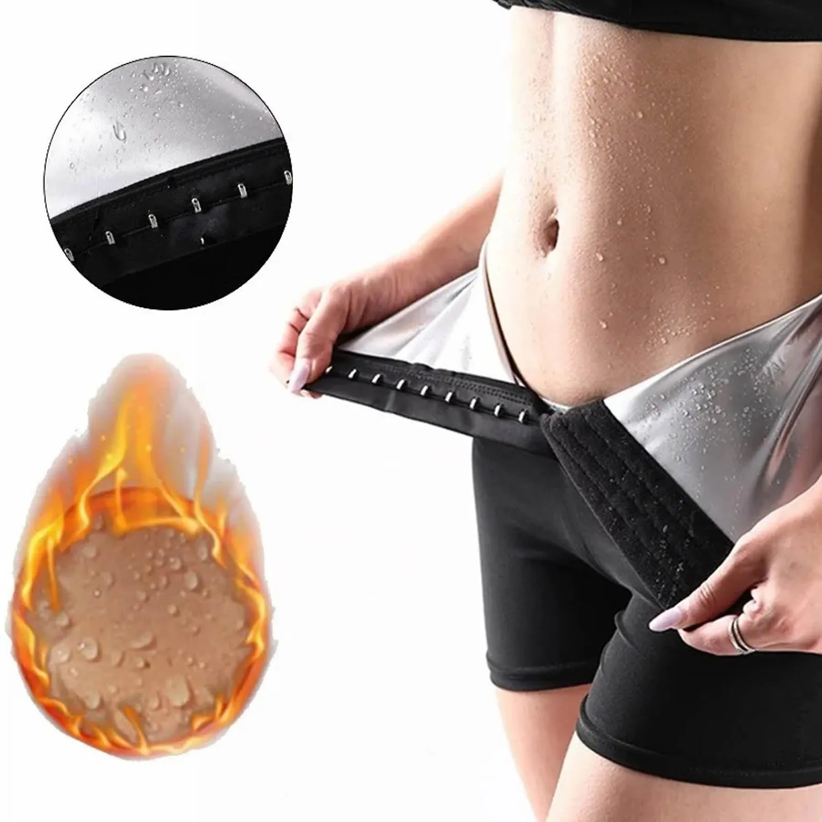 HIGH WAISTED SAUNA YOGA SHORTS COMPATIBLE WITH WOMEN  THERMAL CIRCULATION AND FAST SWEATING FITNESS RUNNING SHORTS