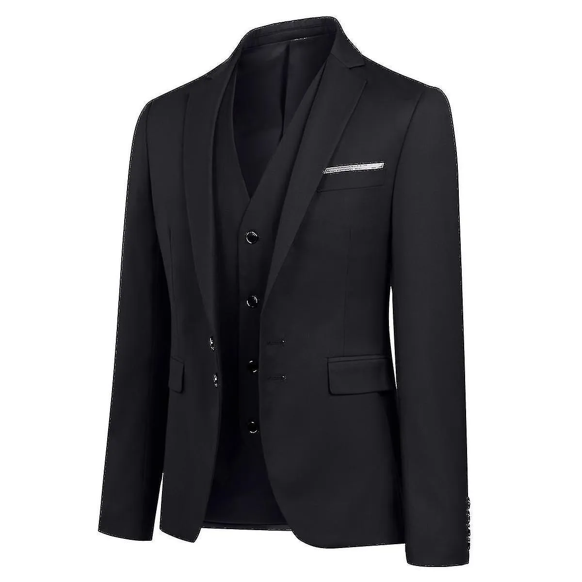 HOMBRE TWOBUTTON SOLID COLOR BUSINESS SLIM FIT TRAJE DE TRES PIEZAS (DIEZ COLORES) A