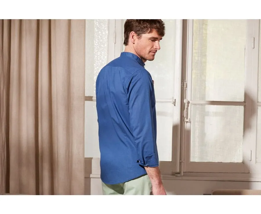 INDIGO BLUE PLAIN COTTON LINEN SHIRT  ELIBERT