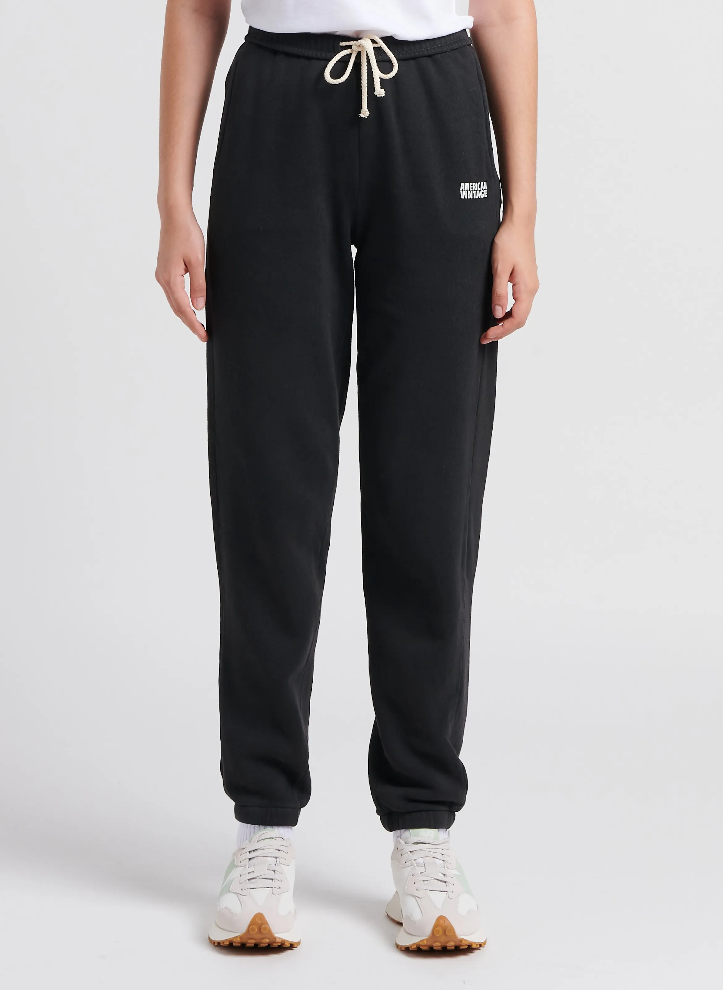 IZUBIRD  PANTALóN DE JOGGING DE MEZCLA DE ALGODóN DE TALLE ALTO EN NEGRO