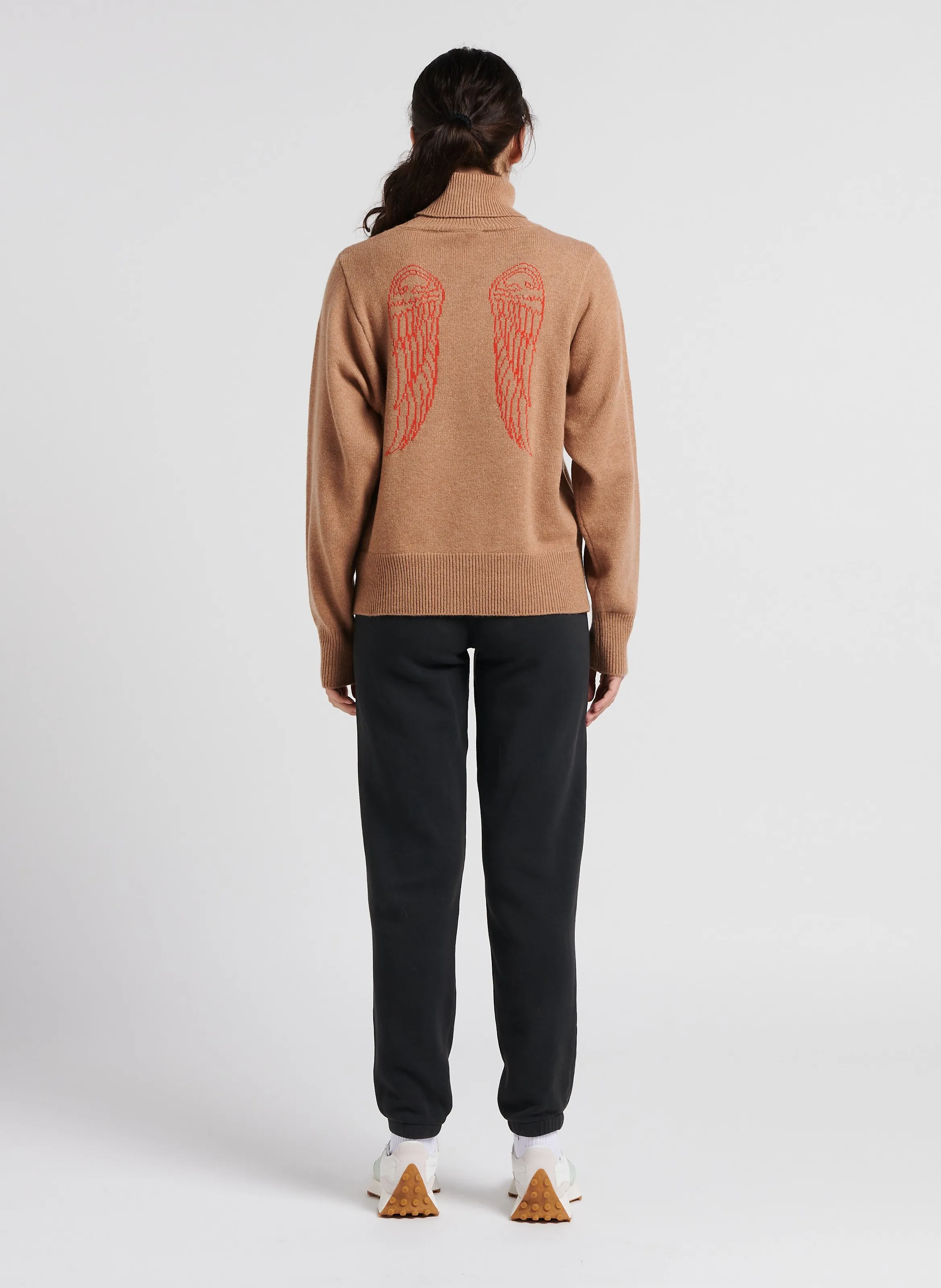 IZUBIRD  PANTALóN DE JOGGING DE MEZCLA DE ALGODóN DE TALLE ALTO EN NEGRO