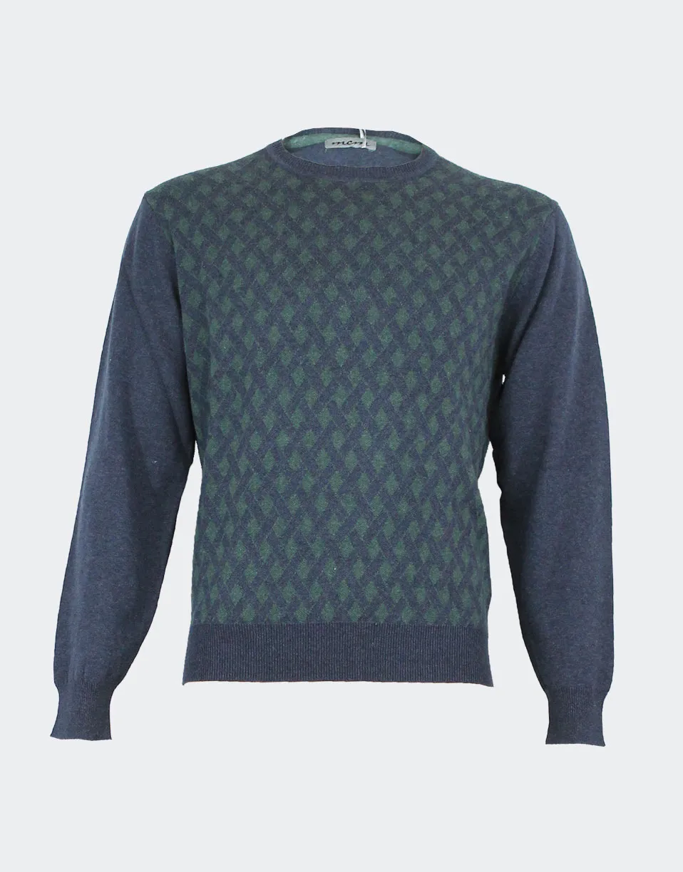 Jersey hombre punto fino cuello redondo con rombos