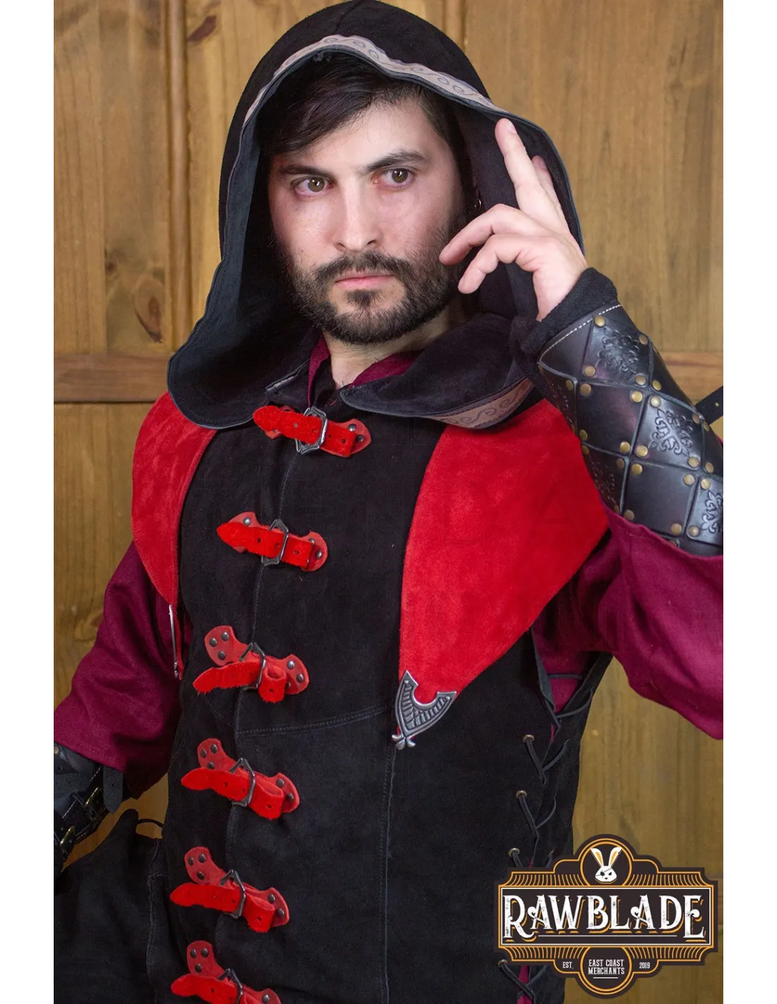 JUSTILLO MEDIEVAL DE CUERO MODELO KARANTHIR, NEGROROJO