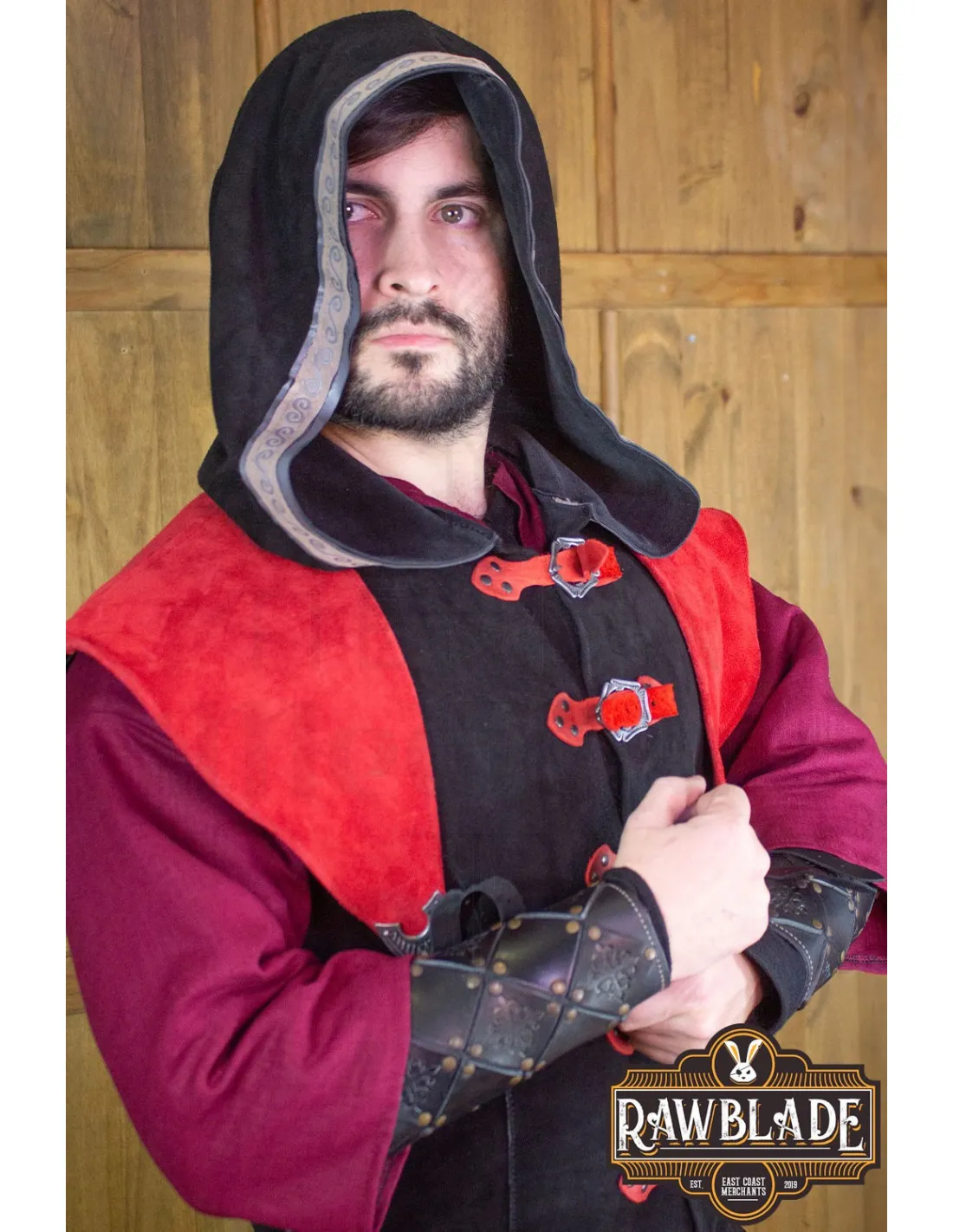 JUSTILLO MEDIEVAL DE CUERO MODELO KARANTHIR, NEGROROJO