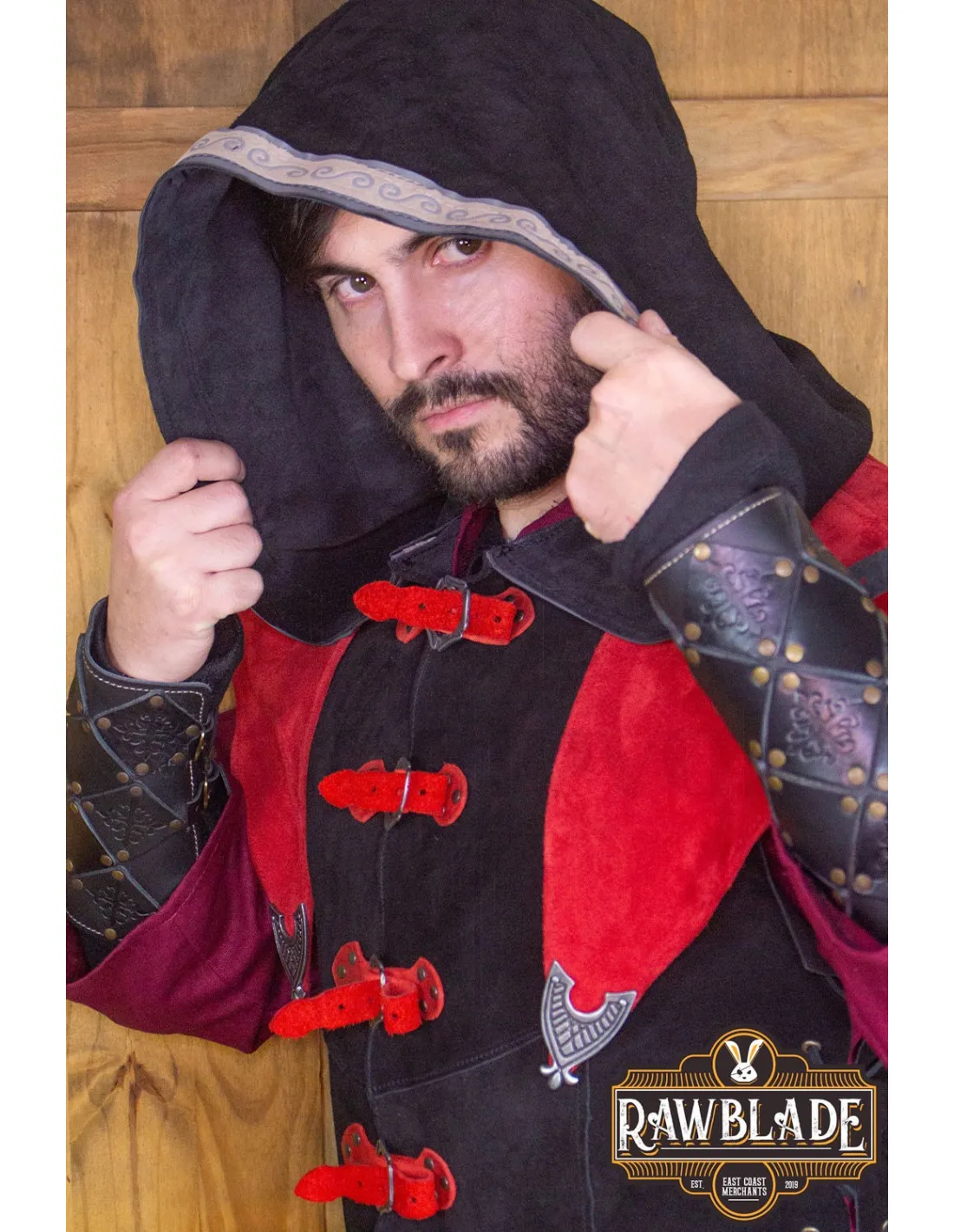 JUSTILLO MEDIEVAL DE CUERO MODELO KARANTHIR, NEGROROJO