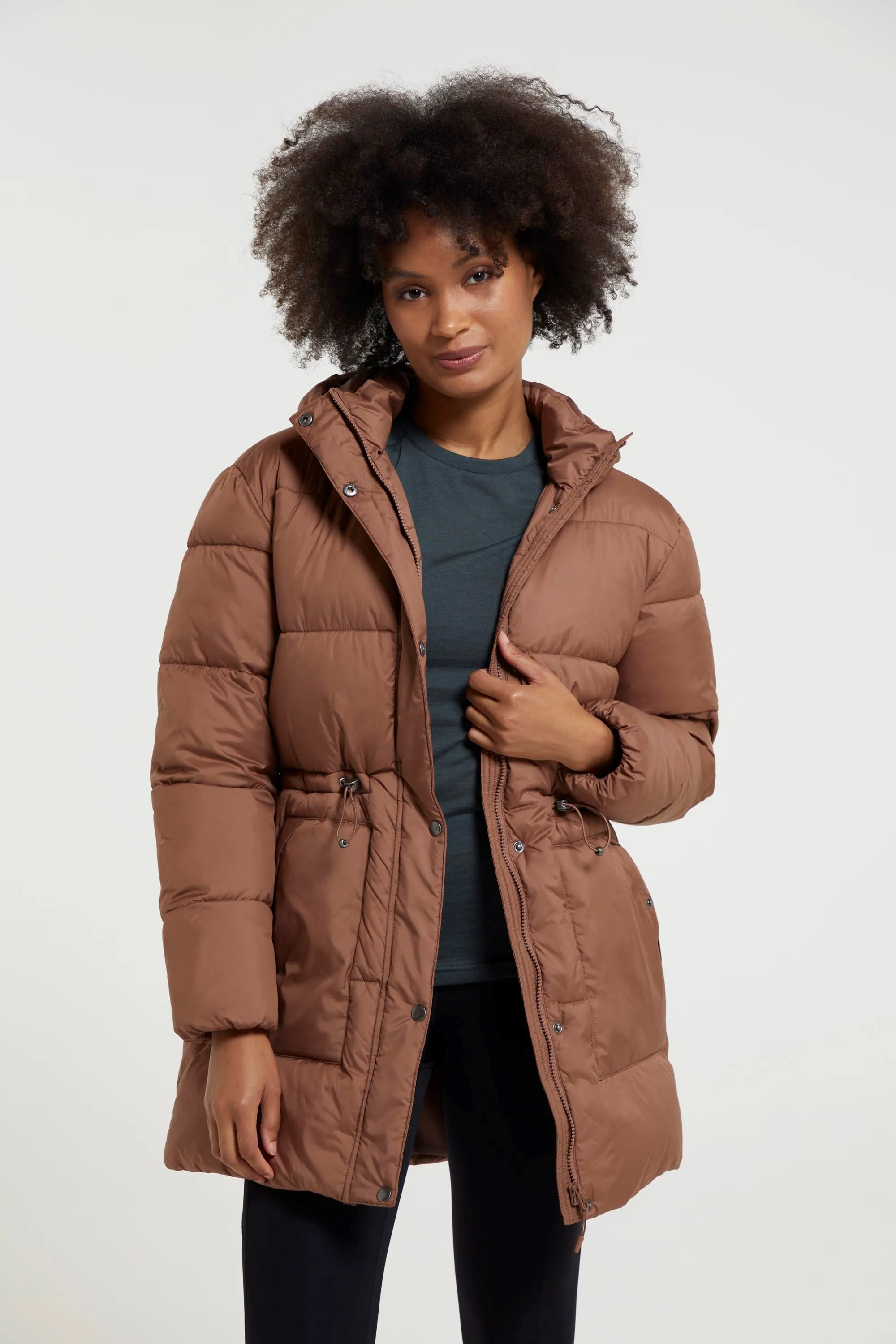 Kentish chaqueta acolchada con cinturón para mujer