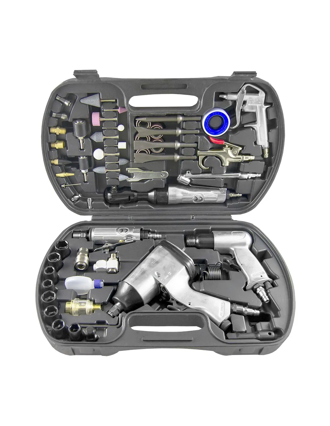 Kit herramientas neumaticas: Pistola impacto + carraca neumatica + Soplado + accesorios