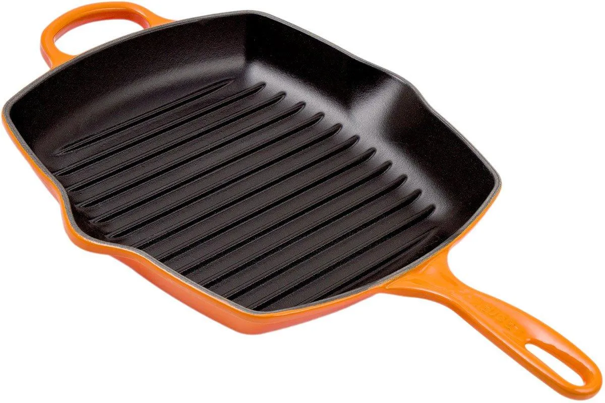 LE CREUSET PARRILLA/SARTéN 26CM CUADRADO, NARANJAROJO