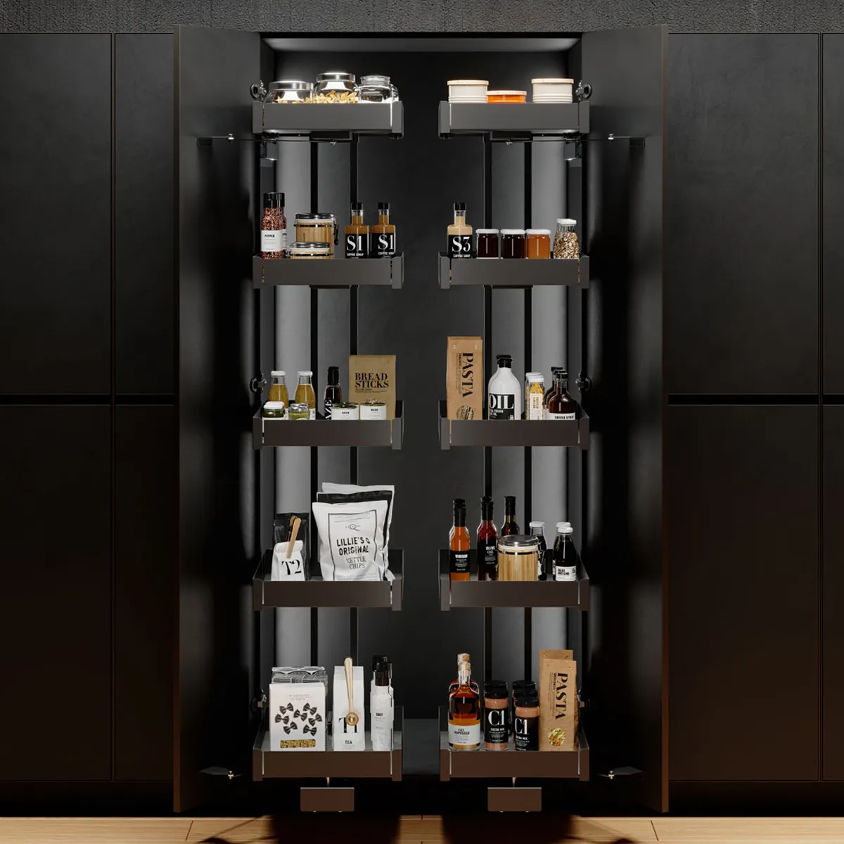 LíNEA NOVA FLAT  TITÁN COLUMNA DESPENSERO EXTRAíBLE ANTRACITA