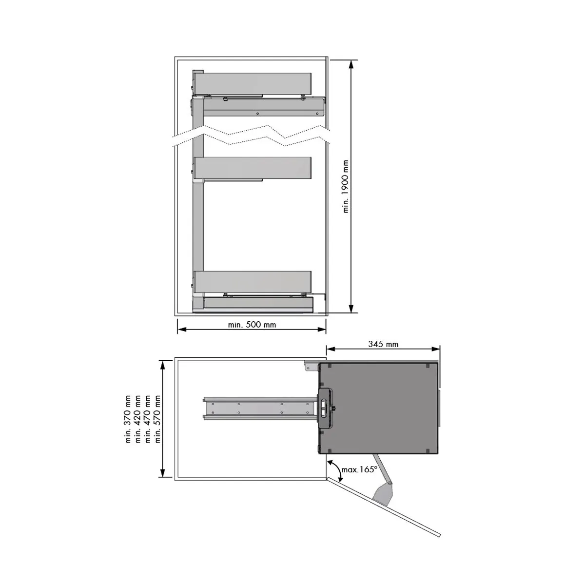 LíNEA NOVA FLAT  TITÁN COLUMNA DESPENSERO EXTRAíBLE ANTRACITA