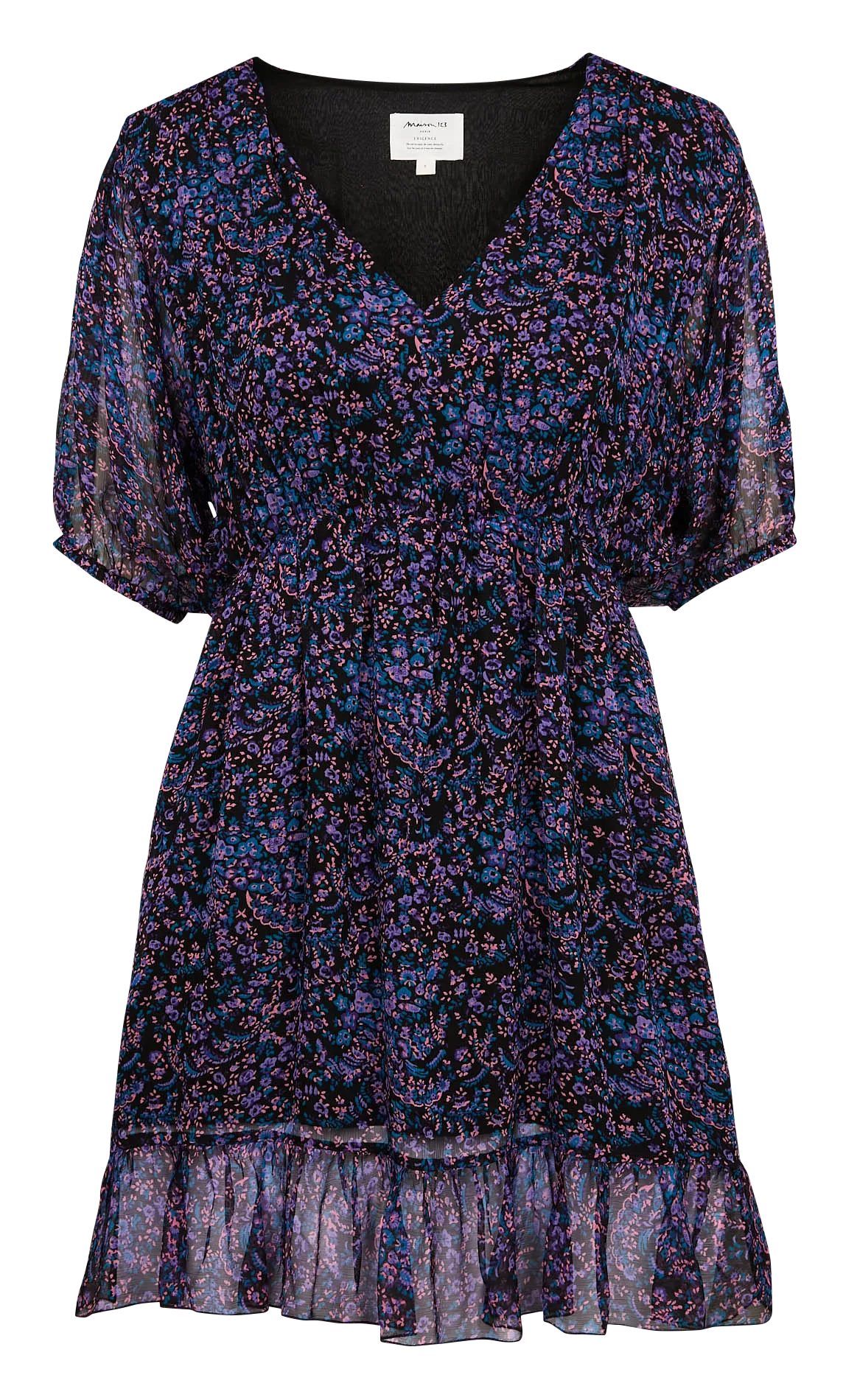 MAISON 123 MELODIE  VESTIDO MIDI ENTALLADO CON CUELLO DE PICO EN VIOLETA