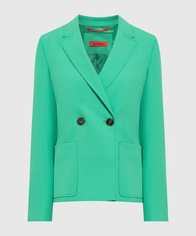 MAX & CO GREEN DOUBLEBREASTED BATIK JACKET