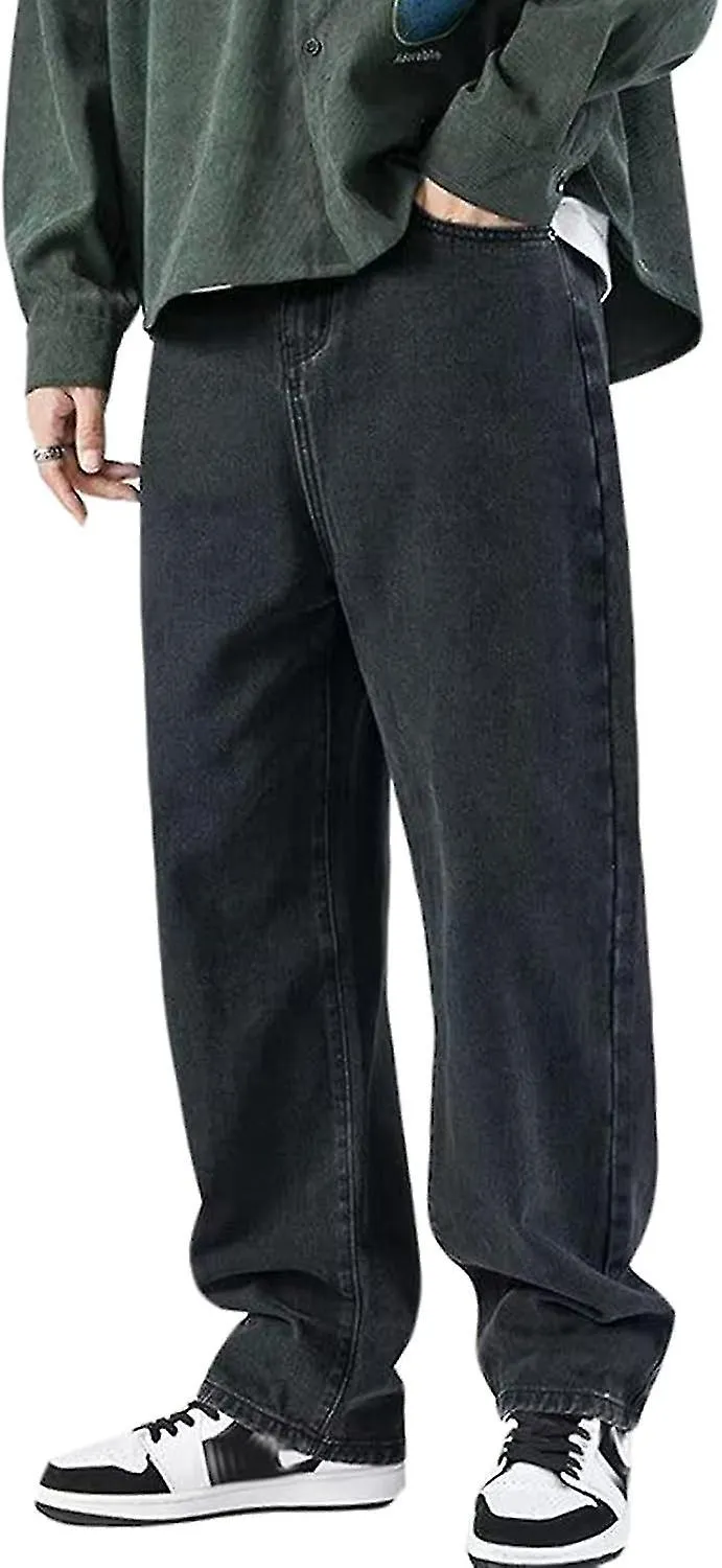 Men's Baggy Jeans Y2k Jeans Vintage Straight Leg Denim Trousers Teenager Boys Streetwear Hip Hop Jeans