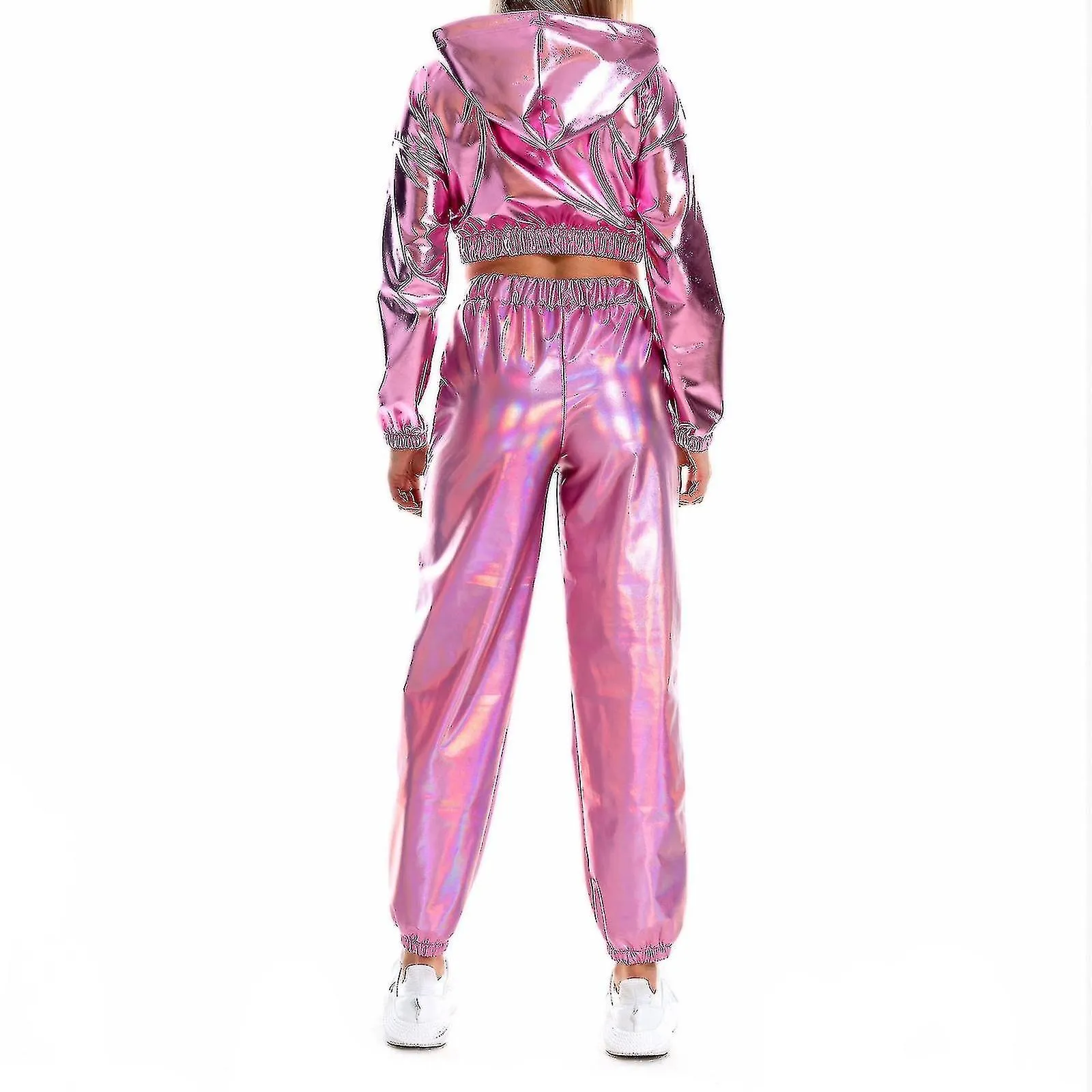 Moda Femenina Holographic Streetwear Club Cool Shiny Causal Pants