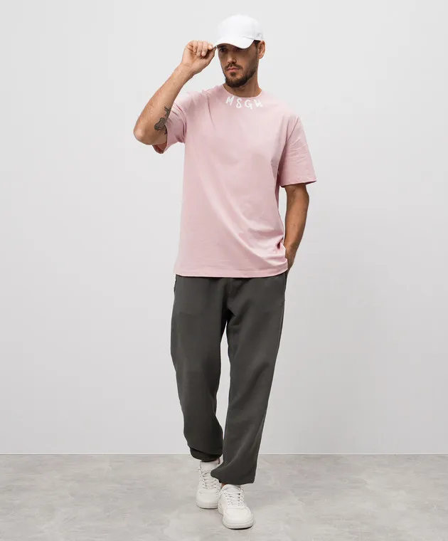 MSGM PINK TSHIRT WITH LOGO PRINT