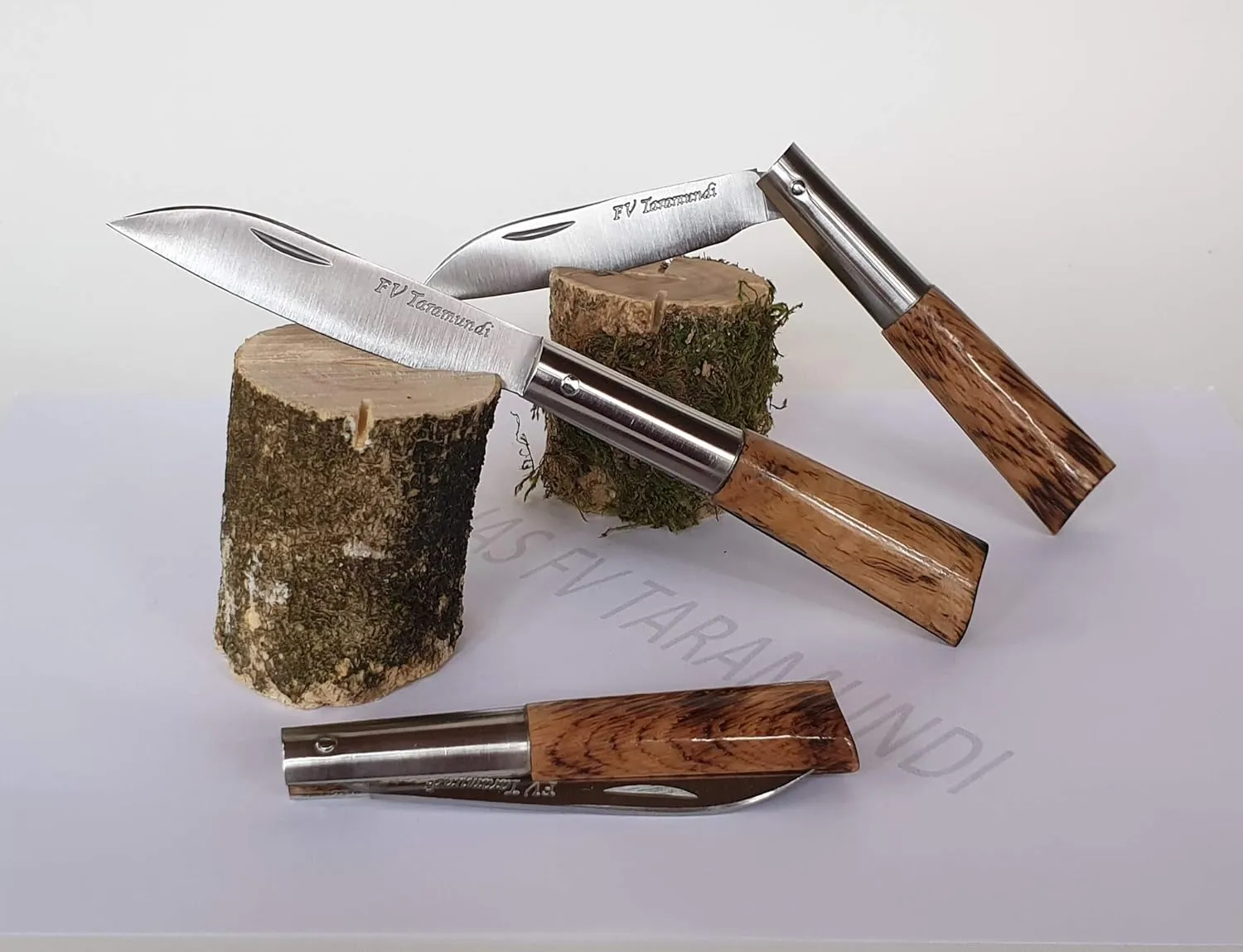 Navaja artesanal TARAMUNDI de punta recta y roble quemado Caza  Pesca  Camping  Outdoor  Supervivencia y Bushcraft + Portabotell
