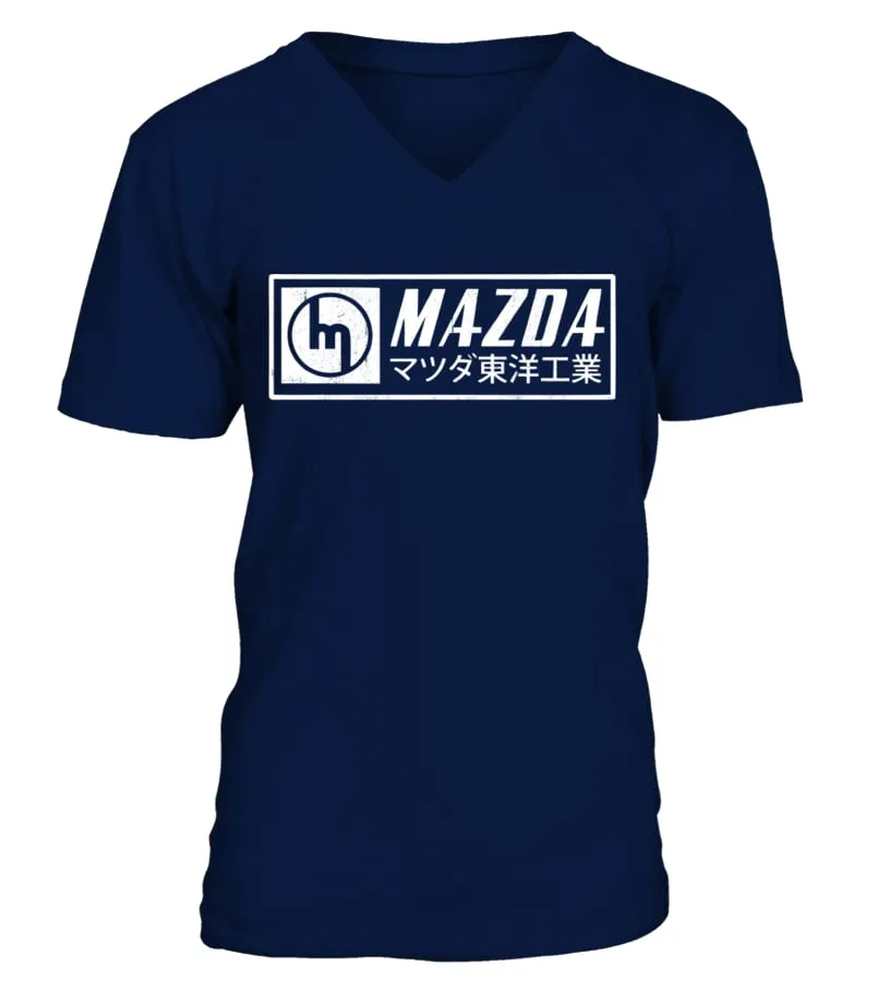 NV 001.Mazda rotary  logo R100 RX2 RX3 RX7 RX8 Camiseta cuello en V Unisex