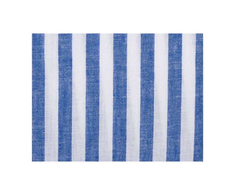 OCEAN BLUE & WHITE LONG SLEEVE COTTON LINEN SHIRT  COLTEN