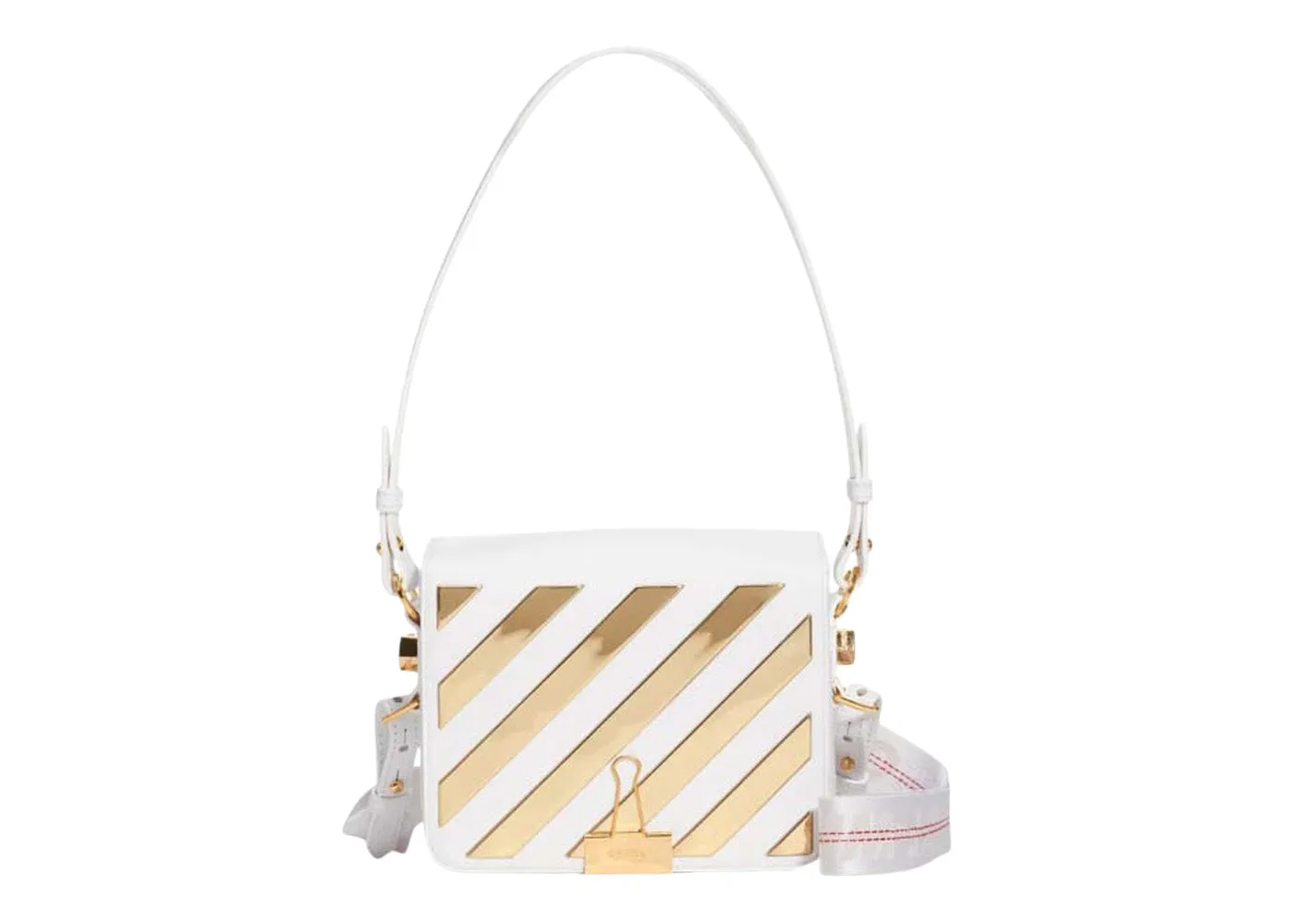 OFFWHITE FLAP BAG WHITE/GOLD