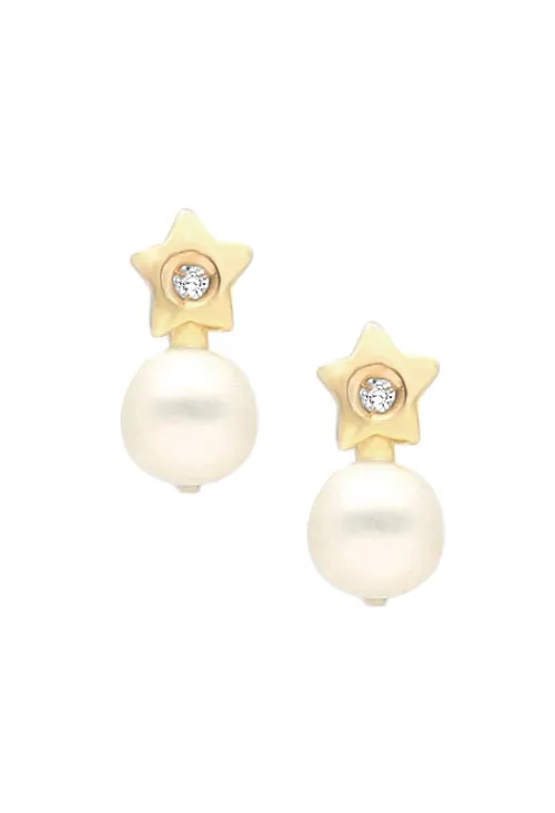 Pendientes oro con diamante para niña 099_1481