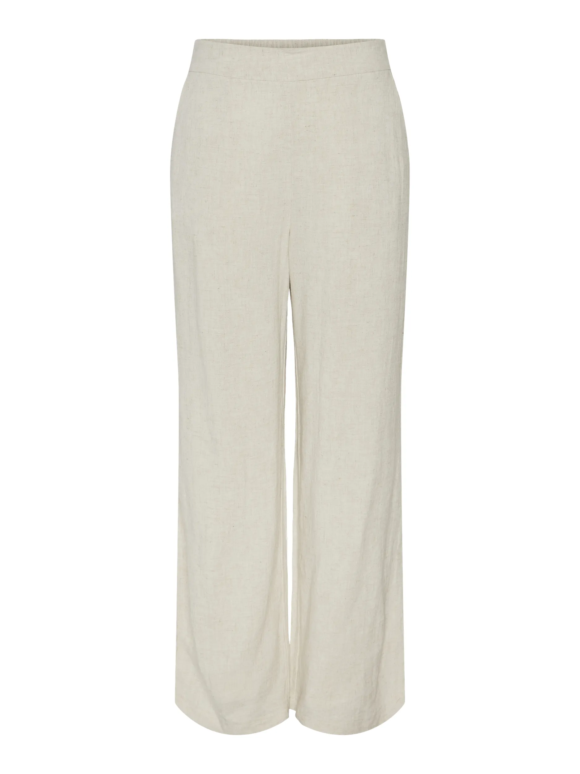 Pieces Pantalón lino de mujer fluido con cintura elástica