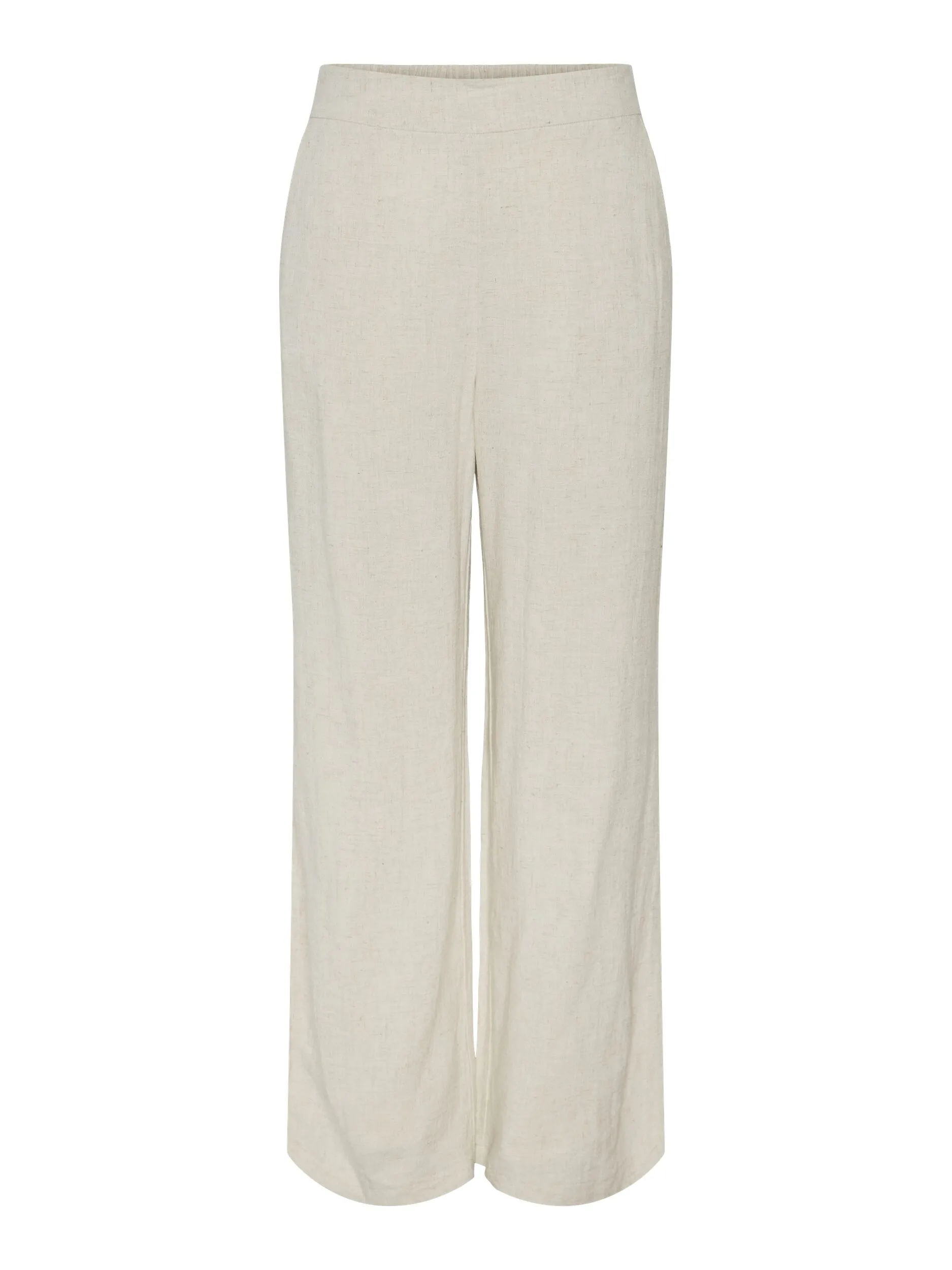 Pieces Pantalón lino de mujer fluido con cintura elástica