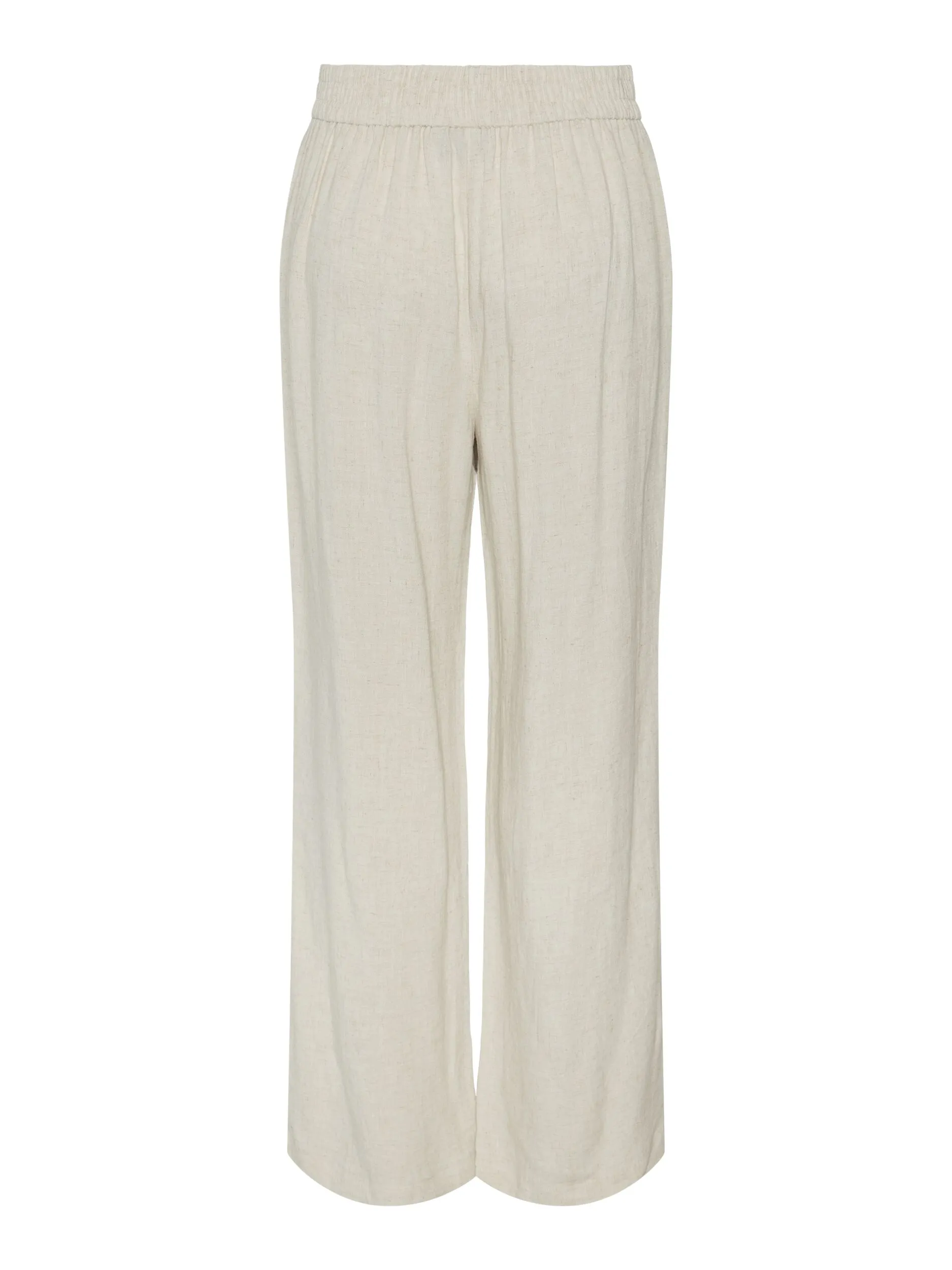 Pieces Pantalón lino de mujer fluido con cintura elástica