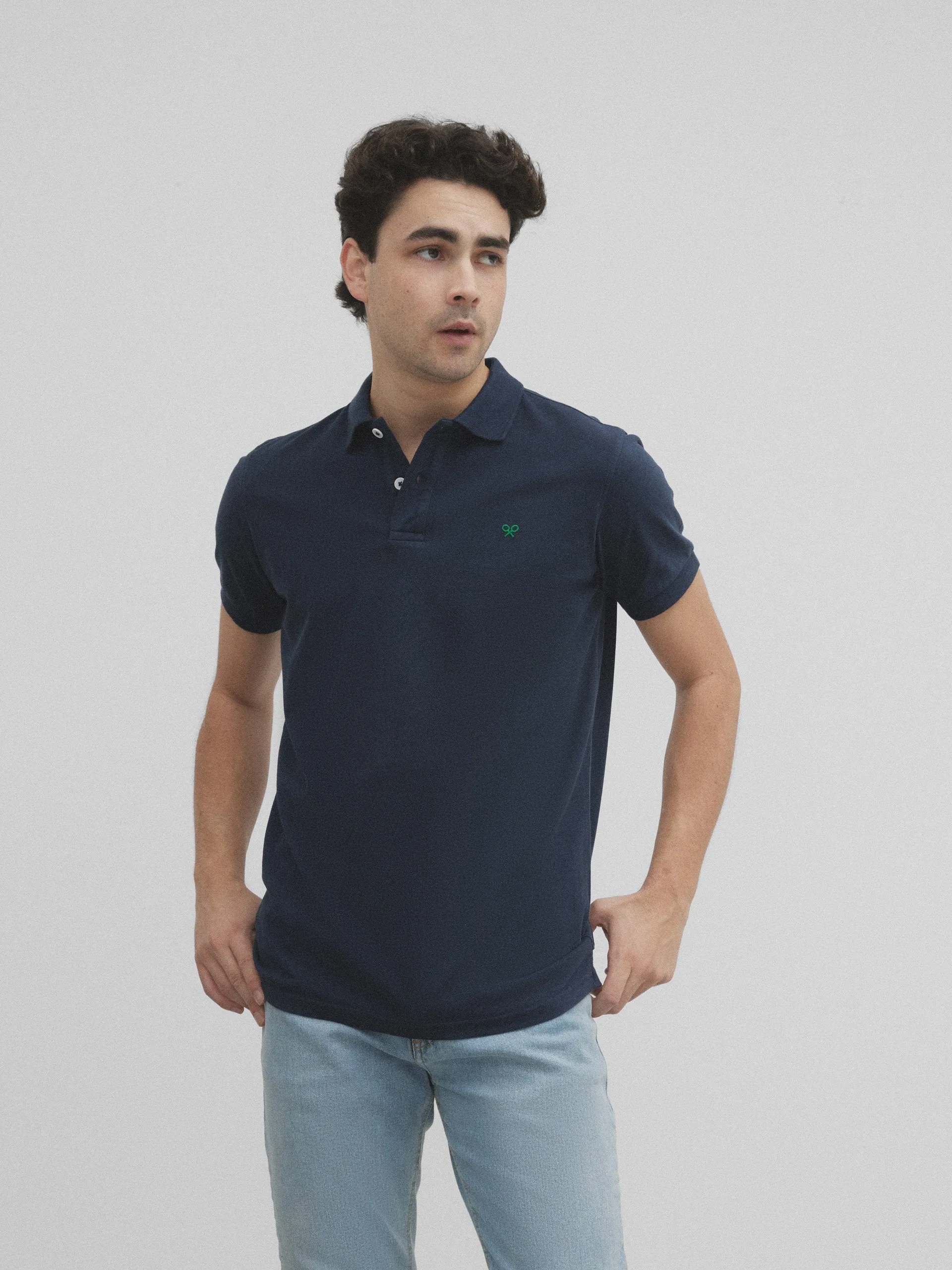 Polo raqueta blanquiverde azul marino