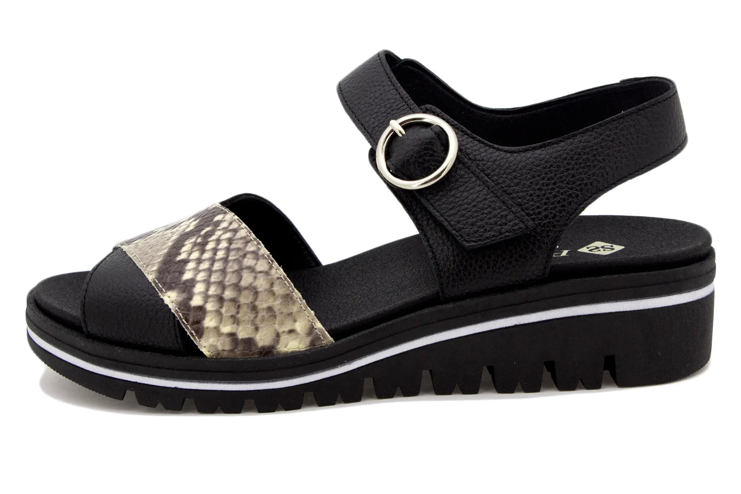 Removable Insole Sandal Black Leather