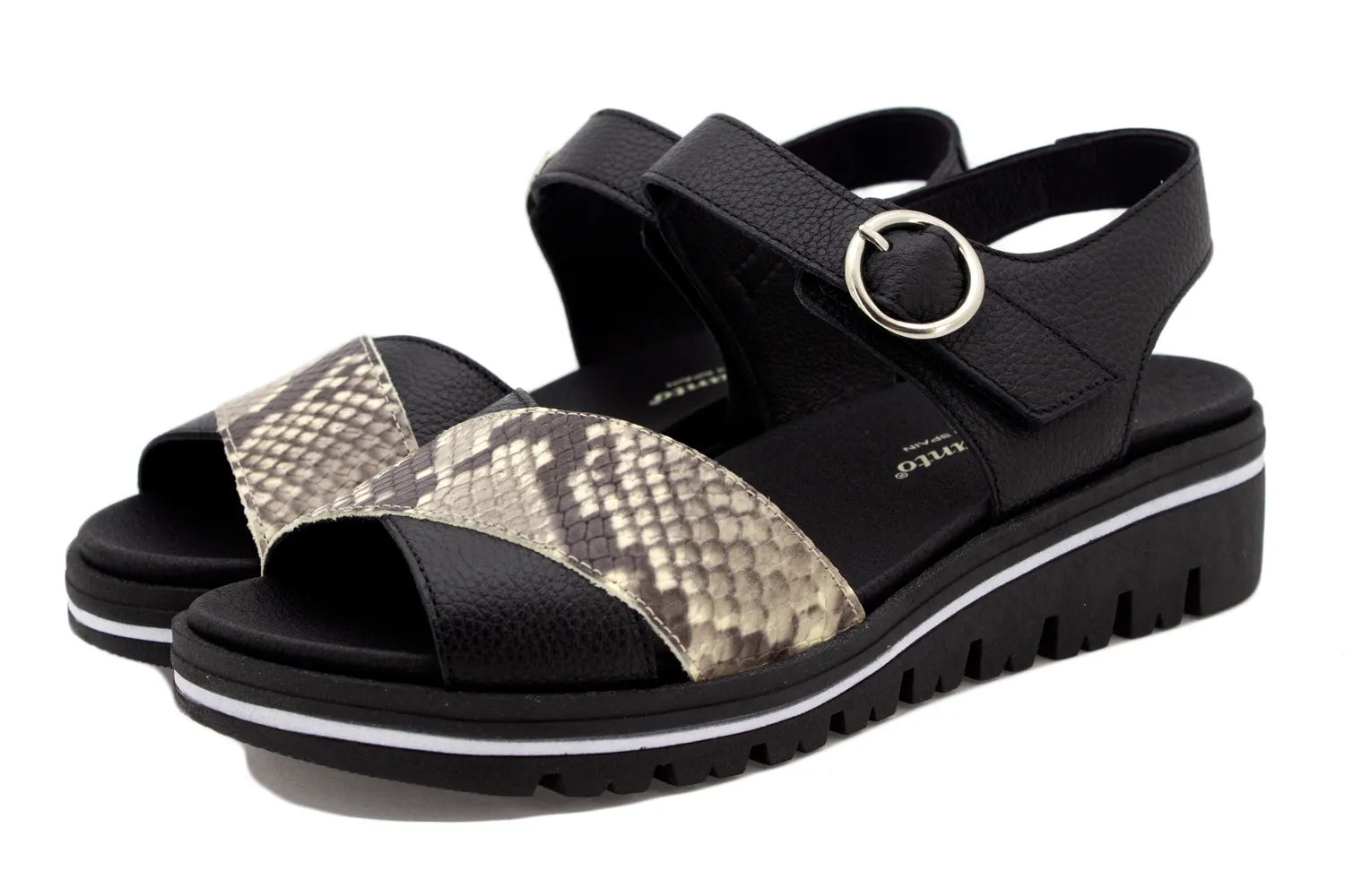 Removable Insole Sandal Black Leather
